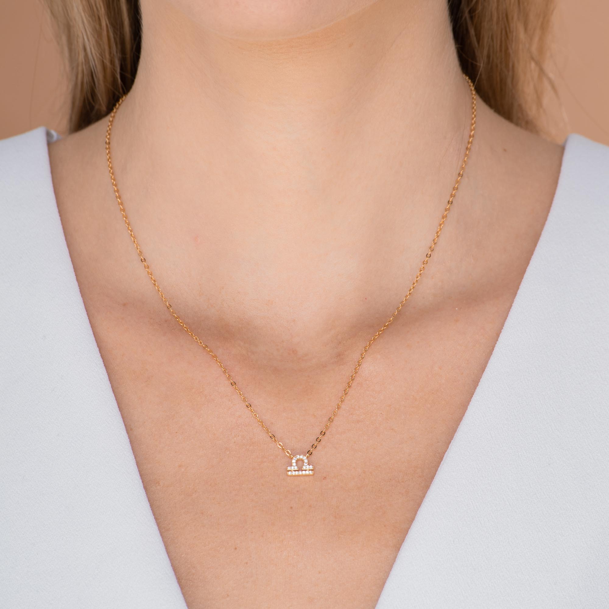 Libra Sapphire Charm Zodiac Star Sign Necklace - Camile & Stone