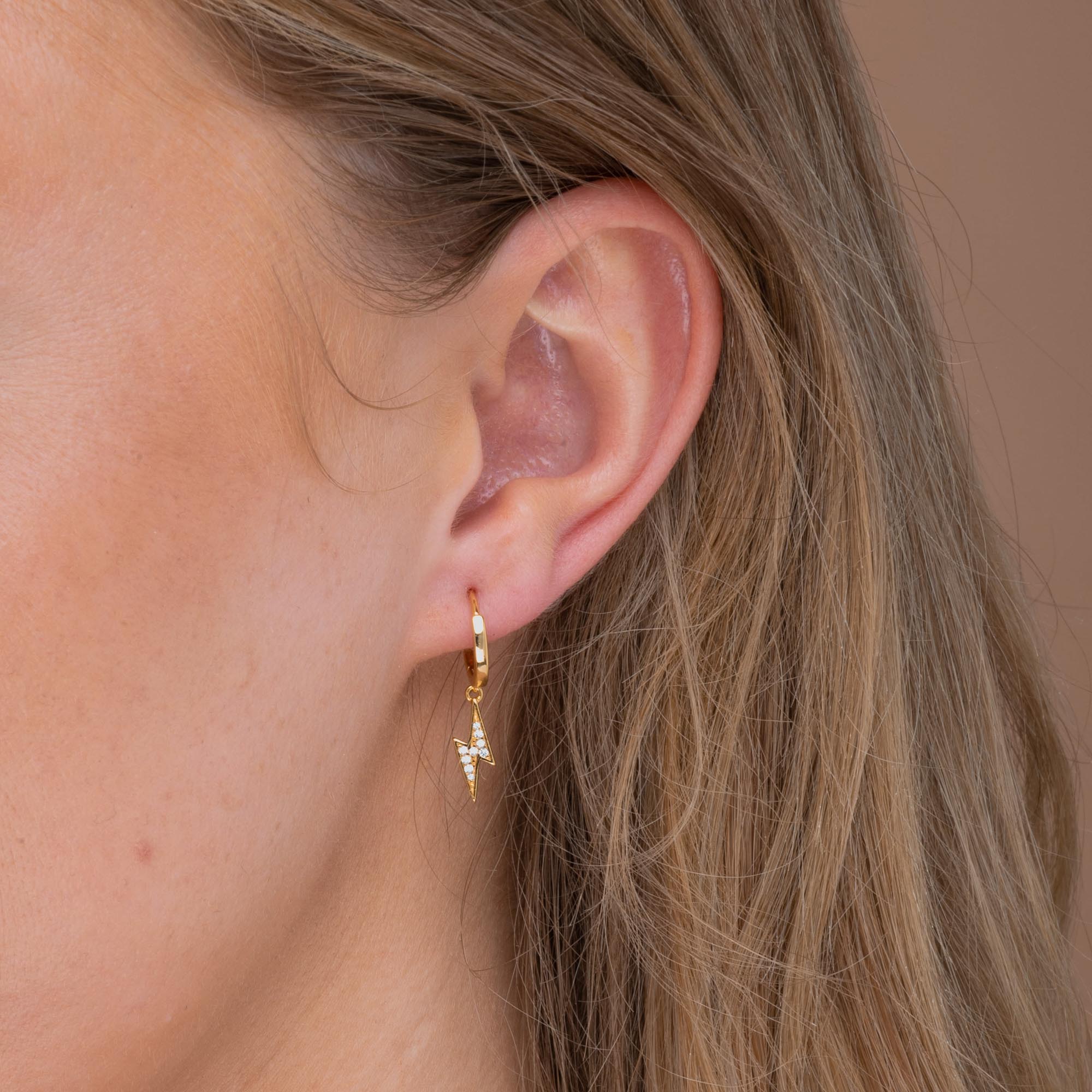 Lightning Bolt Dangling Hoops - Camile & Stone