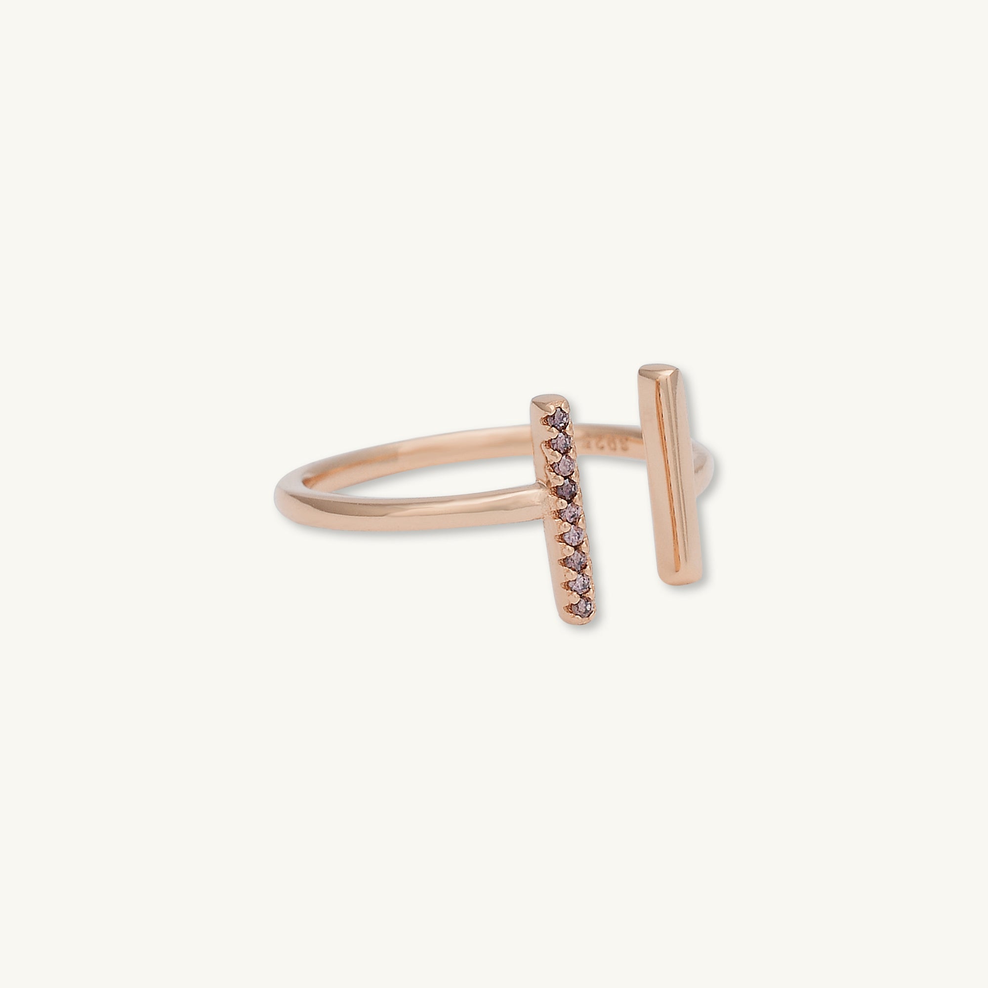 Linear Bar Zirconia Open Ring - Camile & Stone