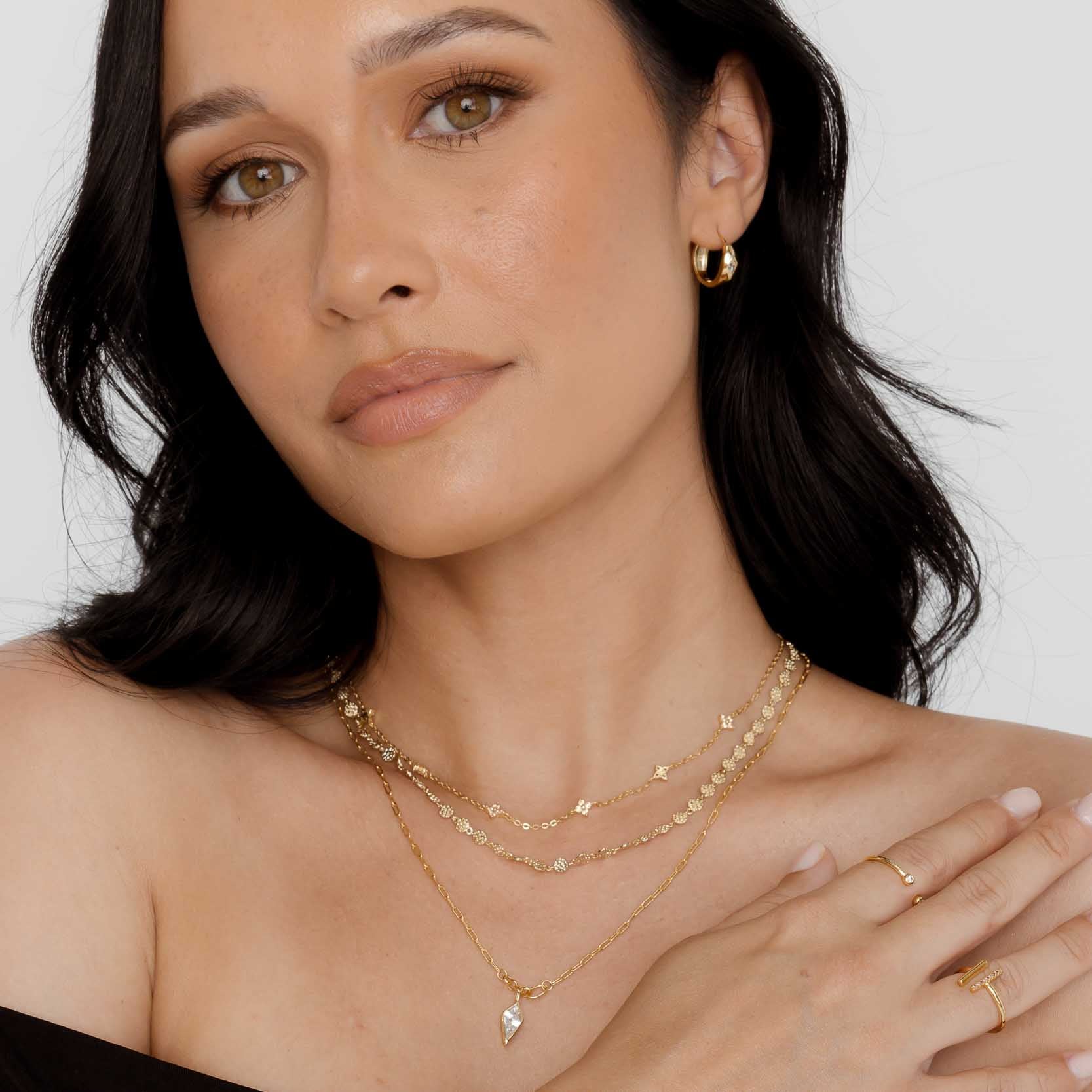 Linear Bar Zirconia Open Ring - Camile & Stone