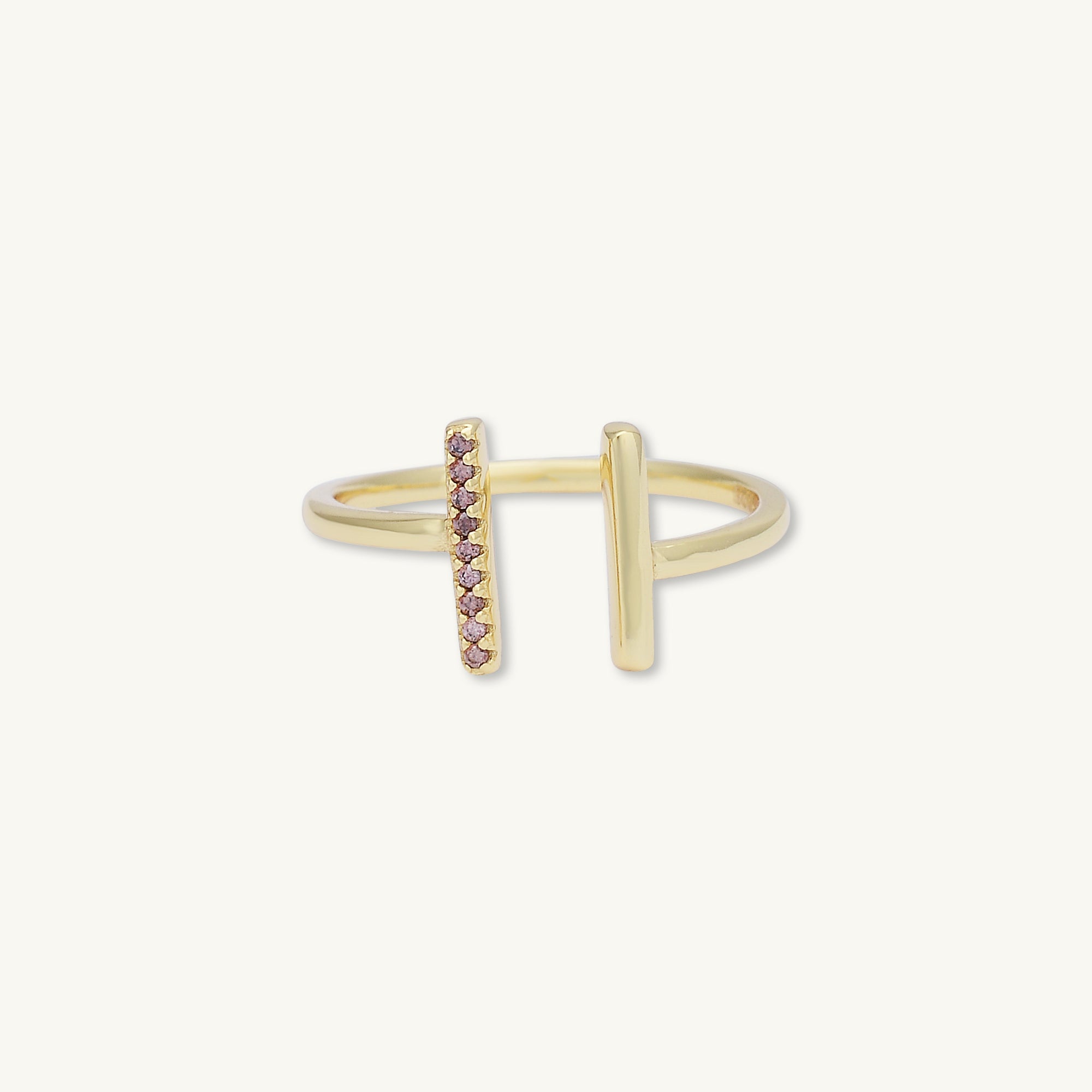 Linear Bar Zirconia Open Ring - Camile & Stone