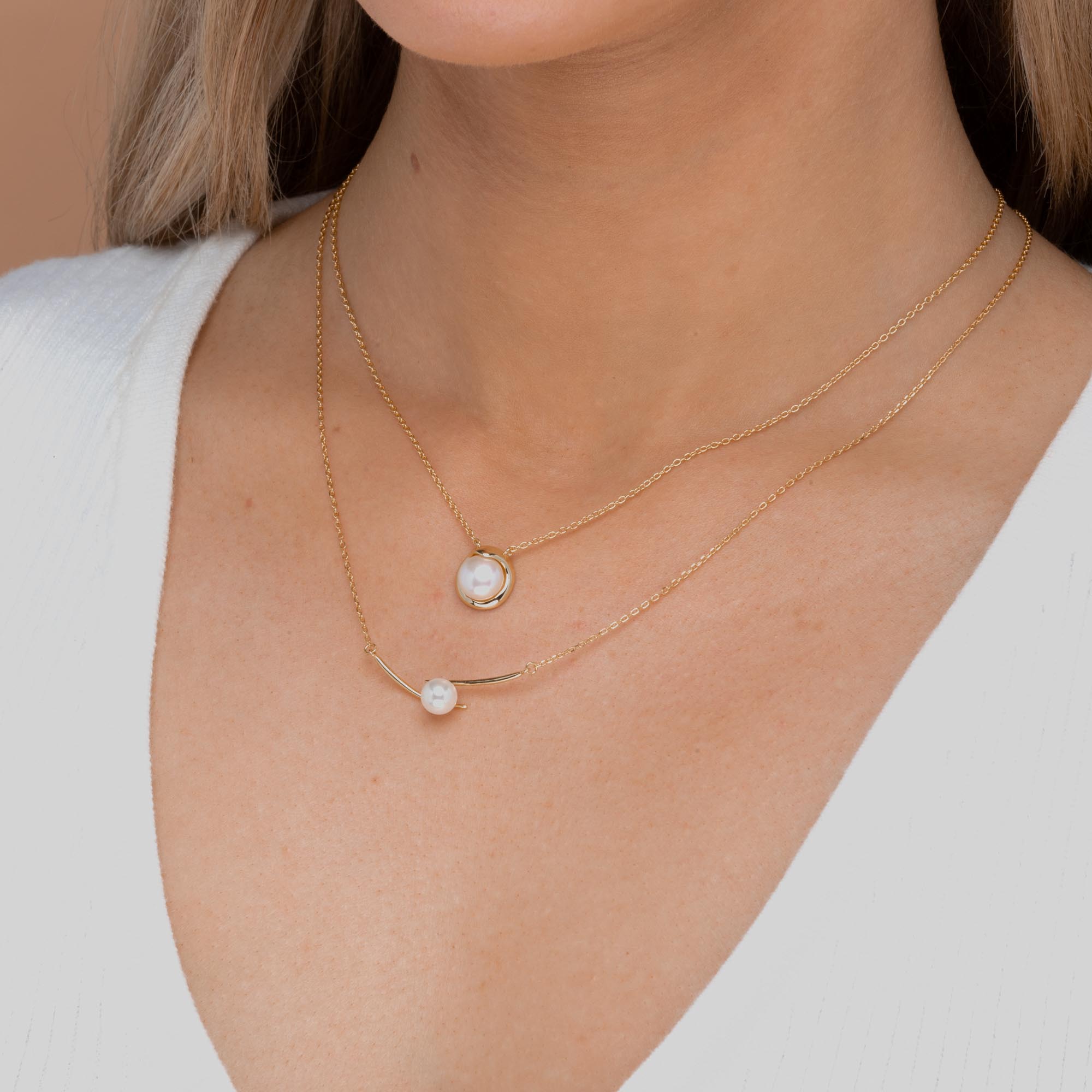 Linear Pearl Chain Necklace - Camile & Stone