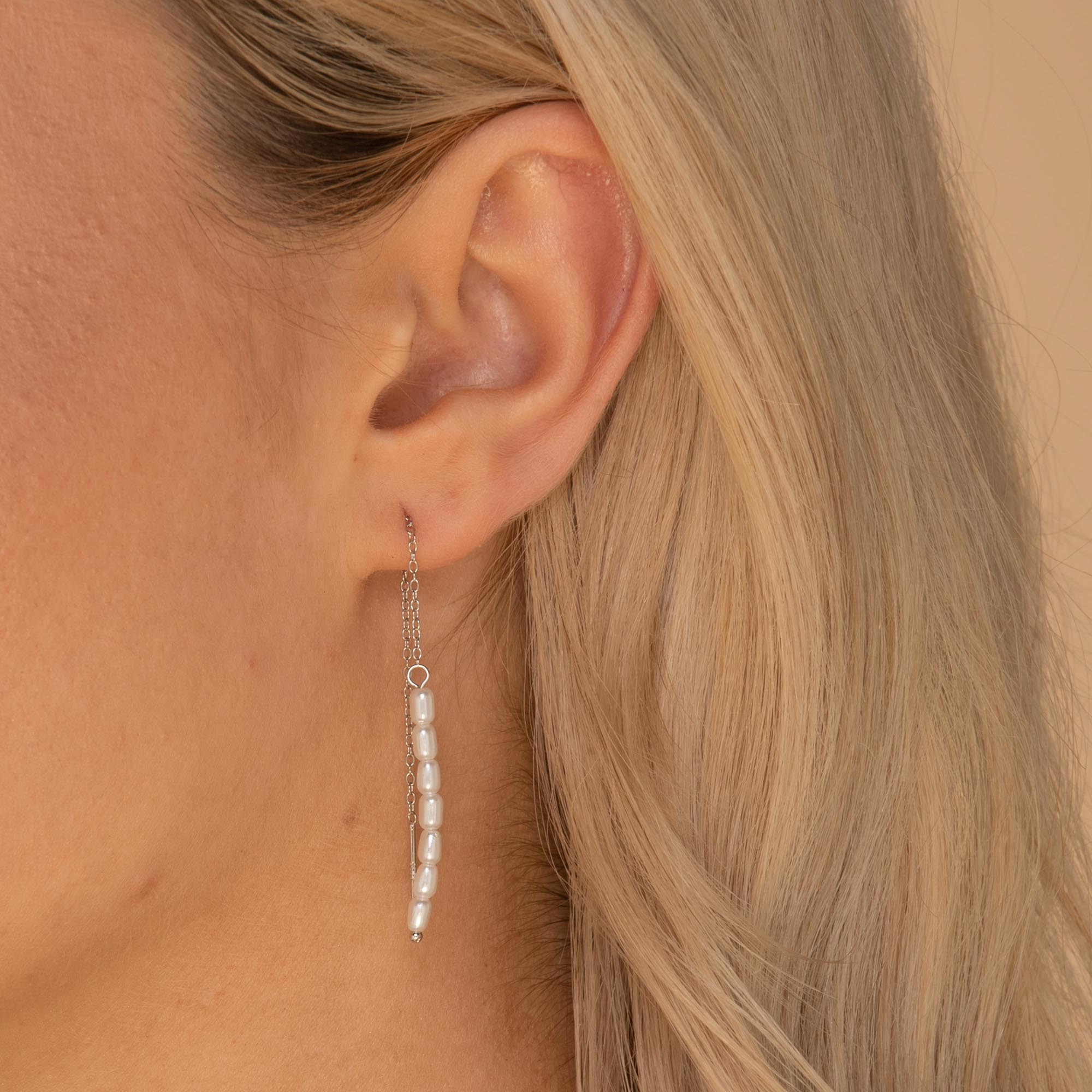 Long Pearl Threader Earrings - Camile & Stone