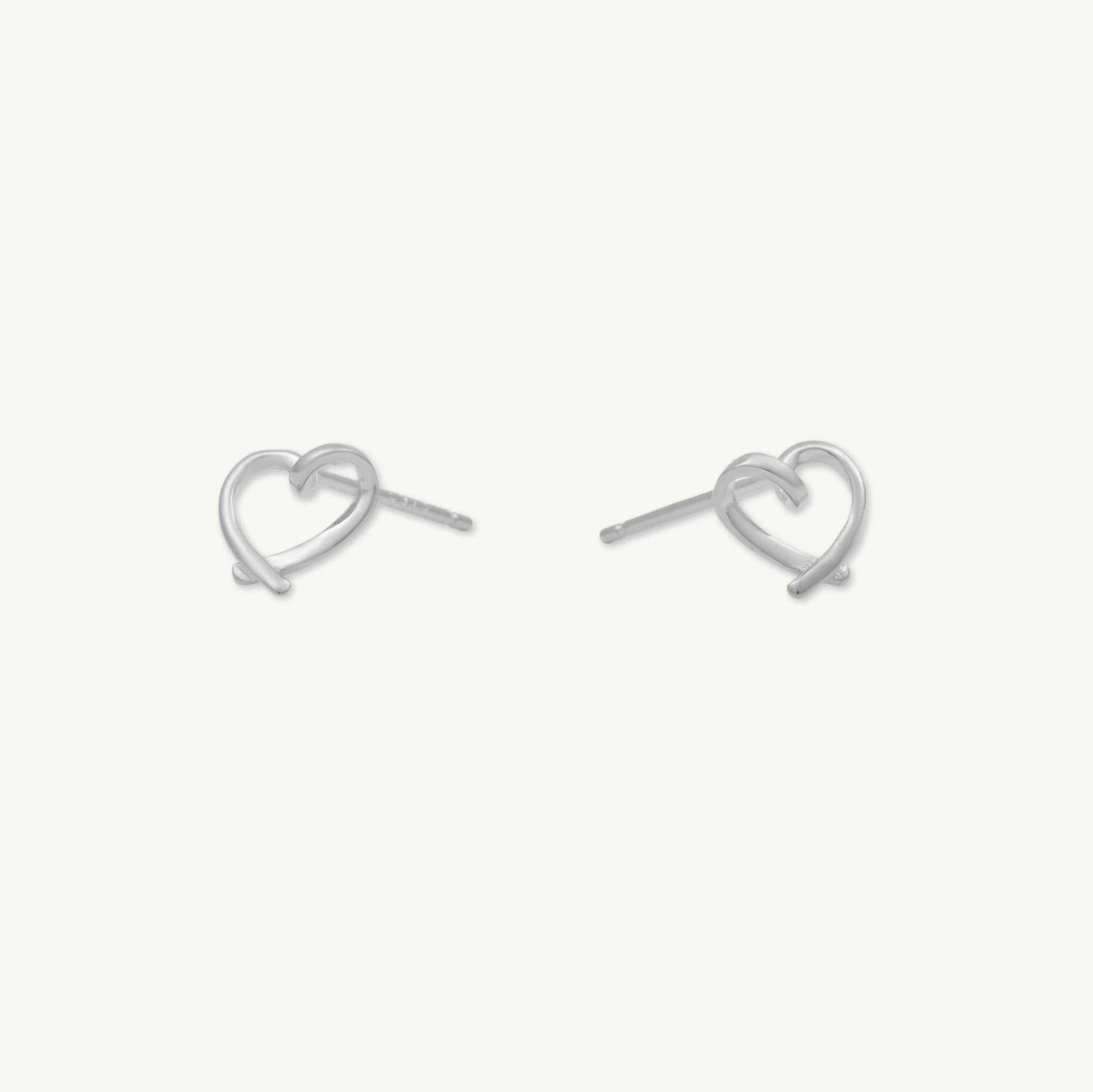 Love Heart Ribbon Stud Earrings - Camile & Stone