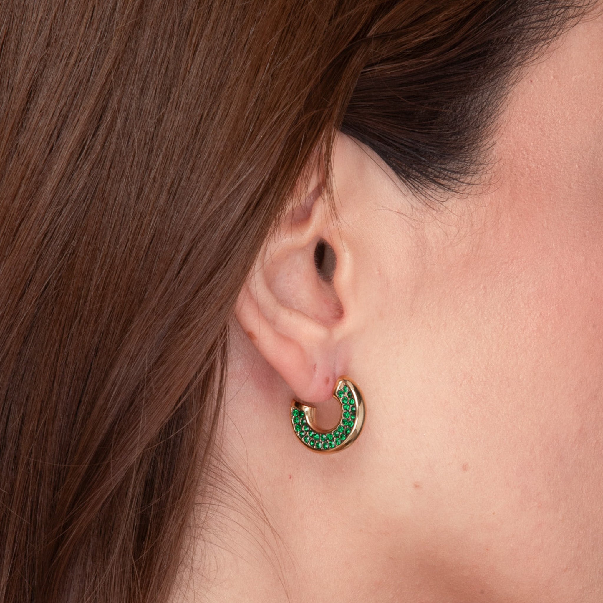Luna Emerald Zirconia Huggie Earrings - Camile & Stone