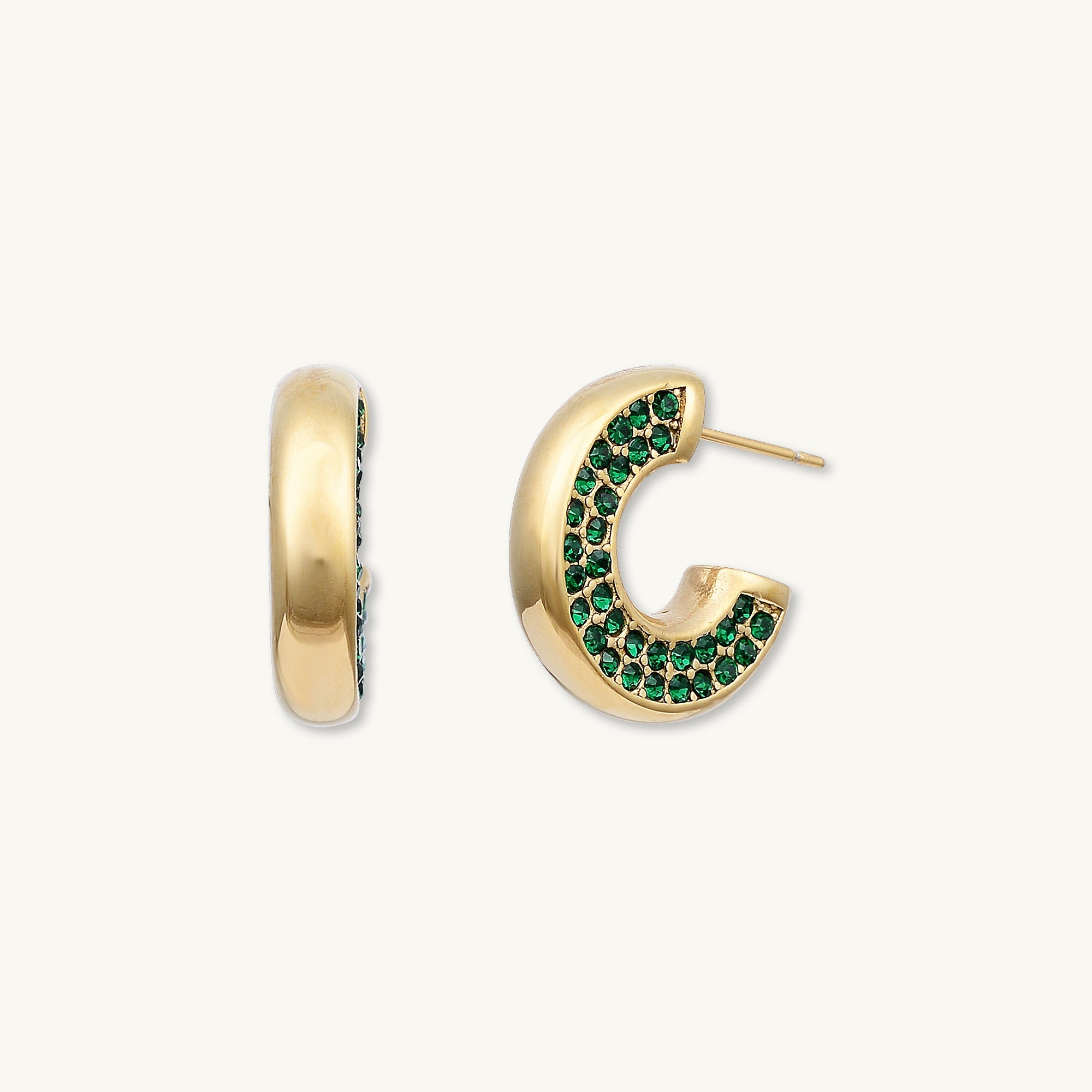 Luna Emerald Zirconia Huggie Earrings - Camile & Stone