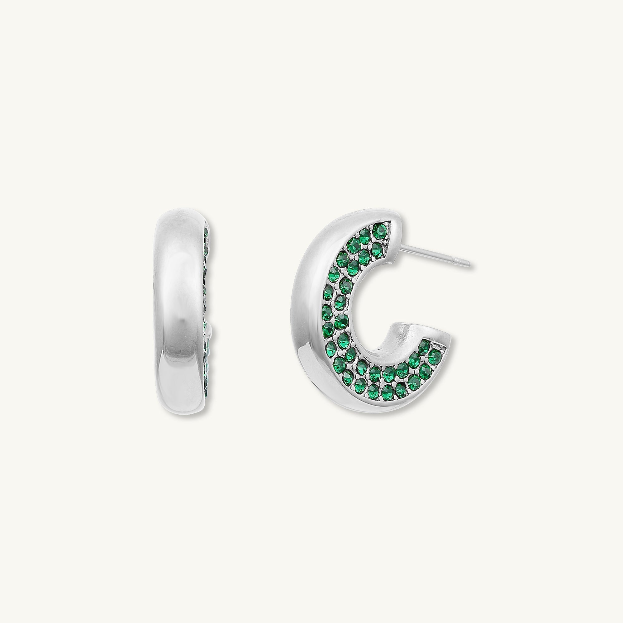 Luna Emerald Zirconia Huggie Earrings - Camile & Stone