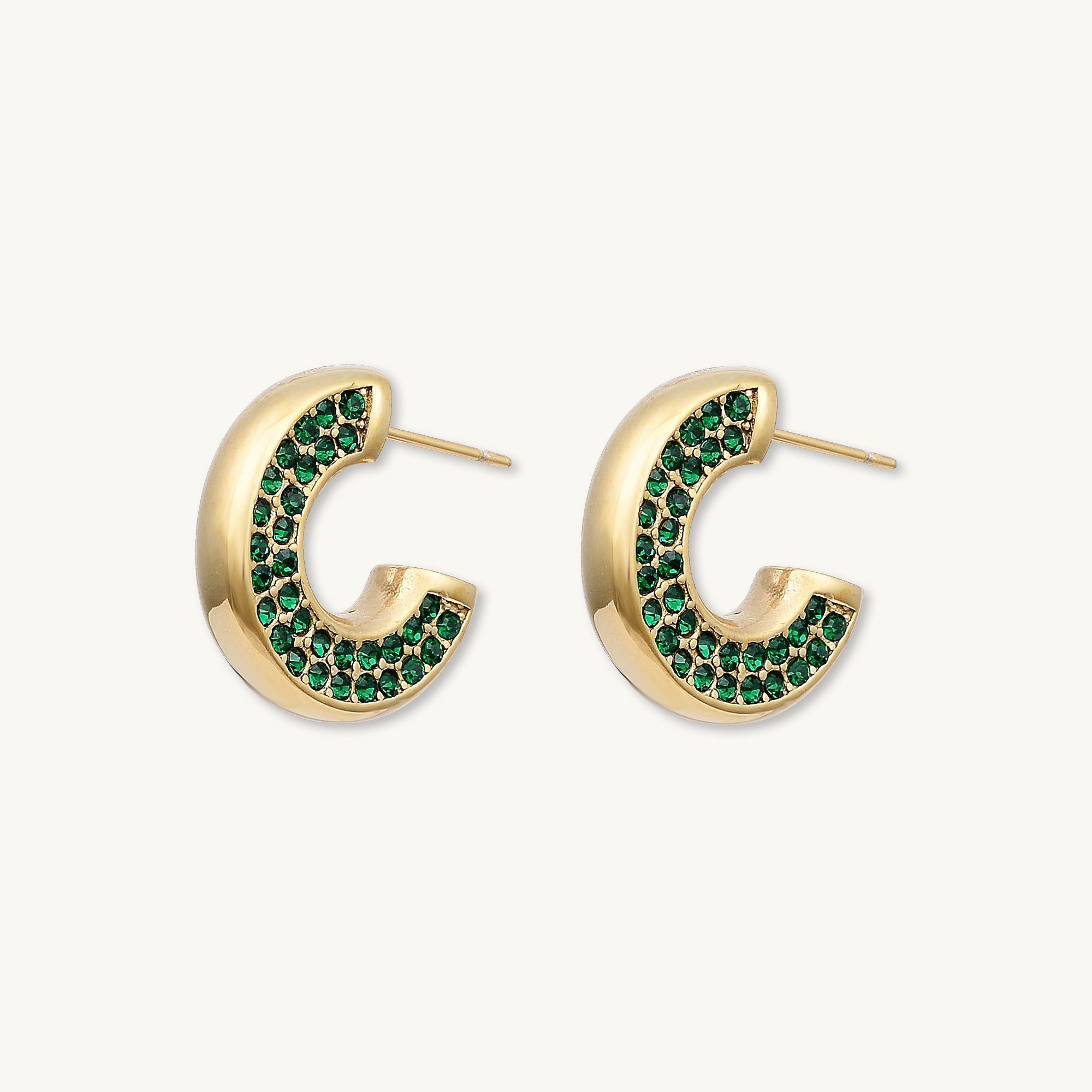 Luna Emerald Zirconia Huggie Earrings - Camile & Stone