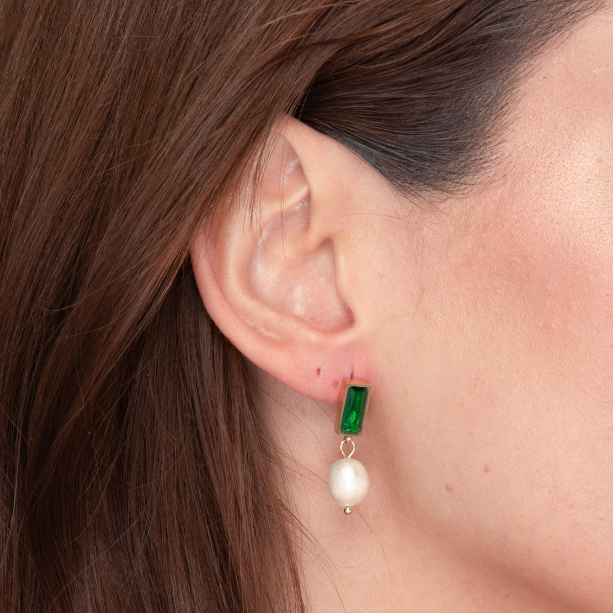 Lydia Emerald Pearl Earrings - Camile & Stone