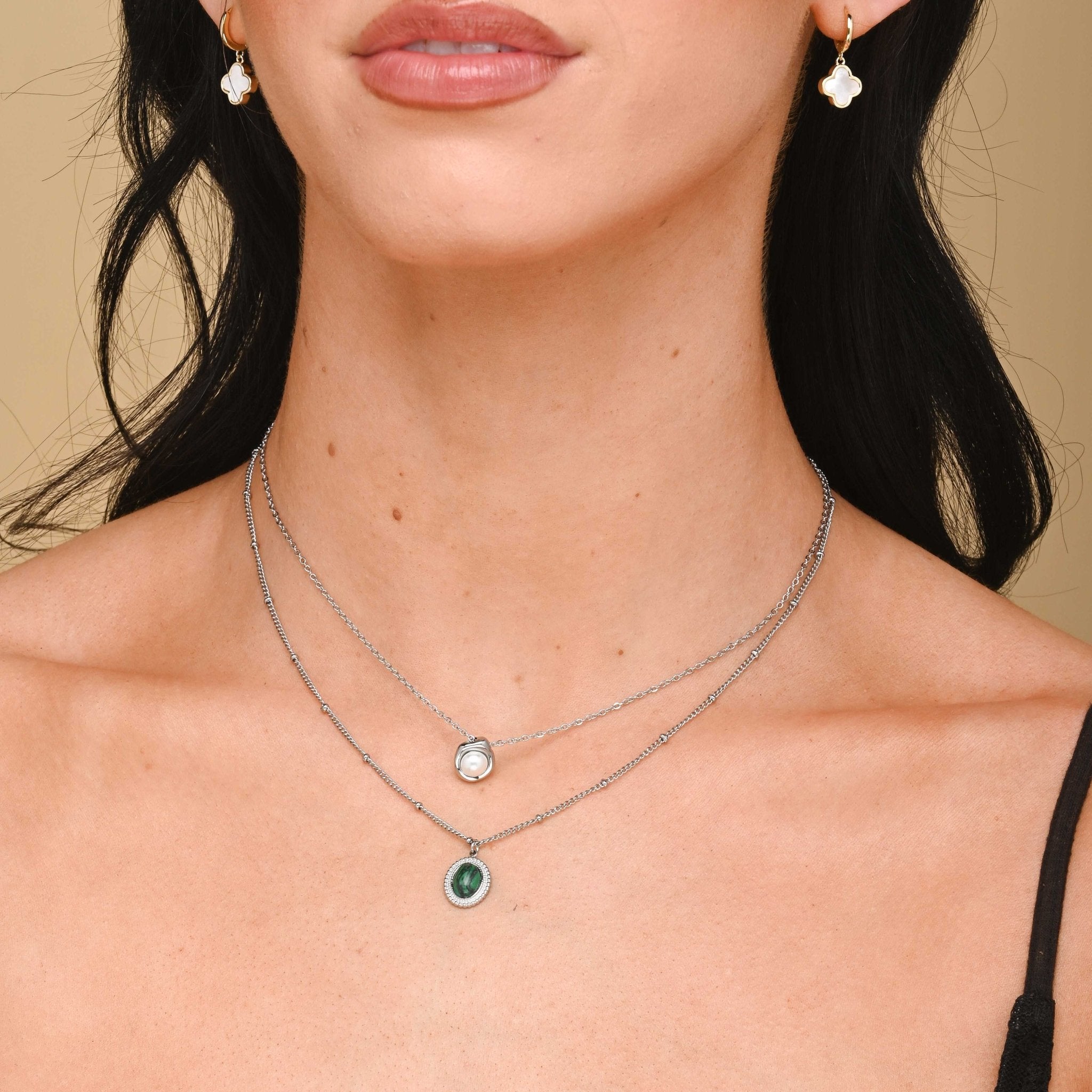 Malachite Vintage Oval Satellite Necklace - Camile & Stone