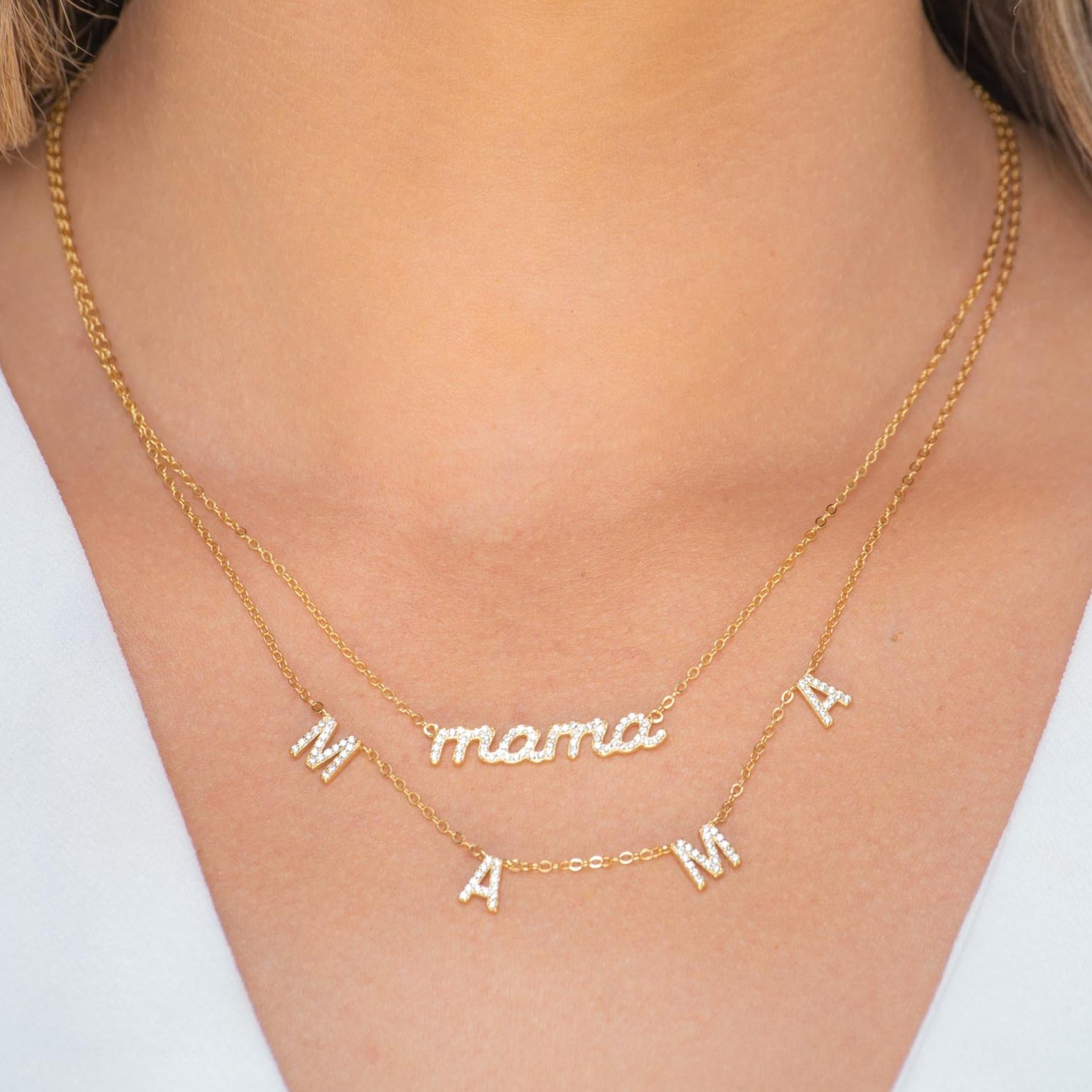 MAMA Sapphire Letter Necklace - Camile & Stone