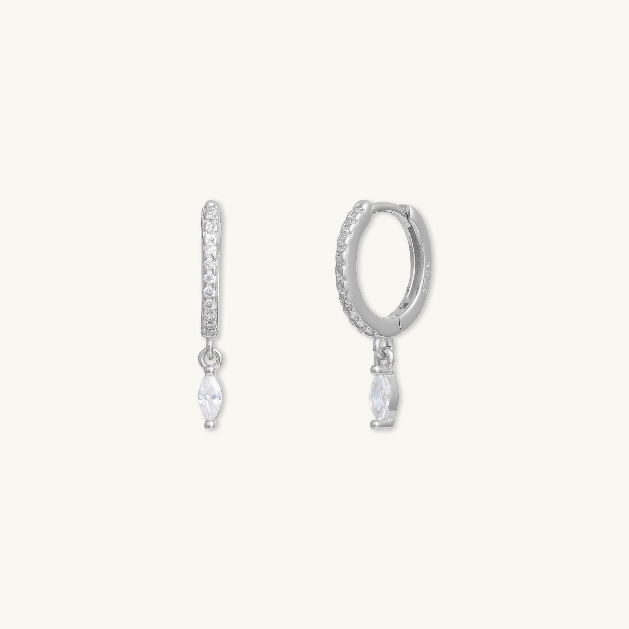 Marquise Dangle Zirconia Huggie Earrings - Camile & Stone