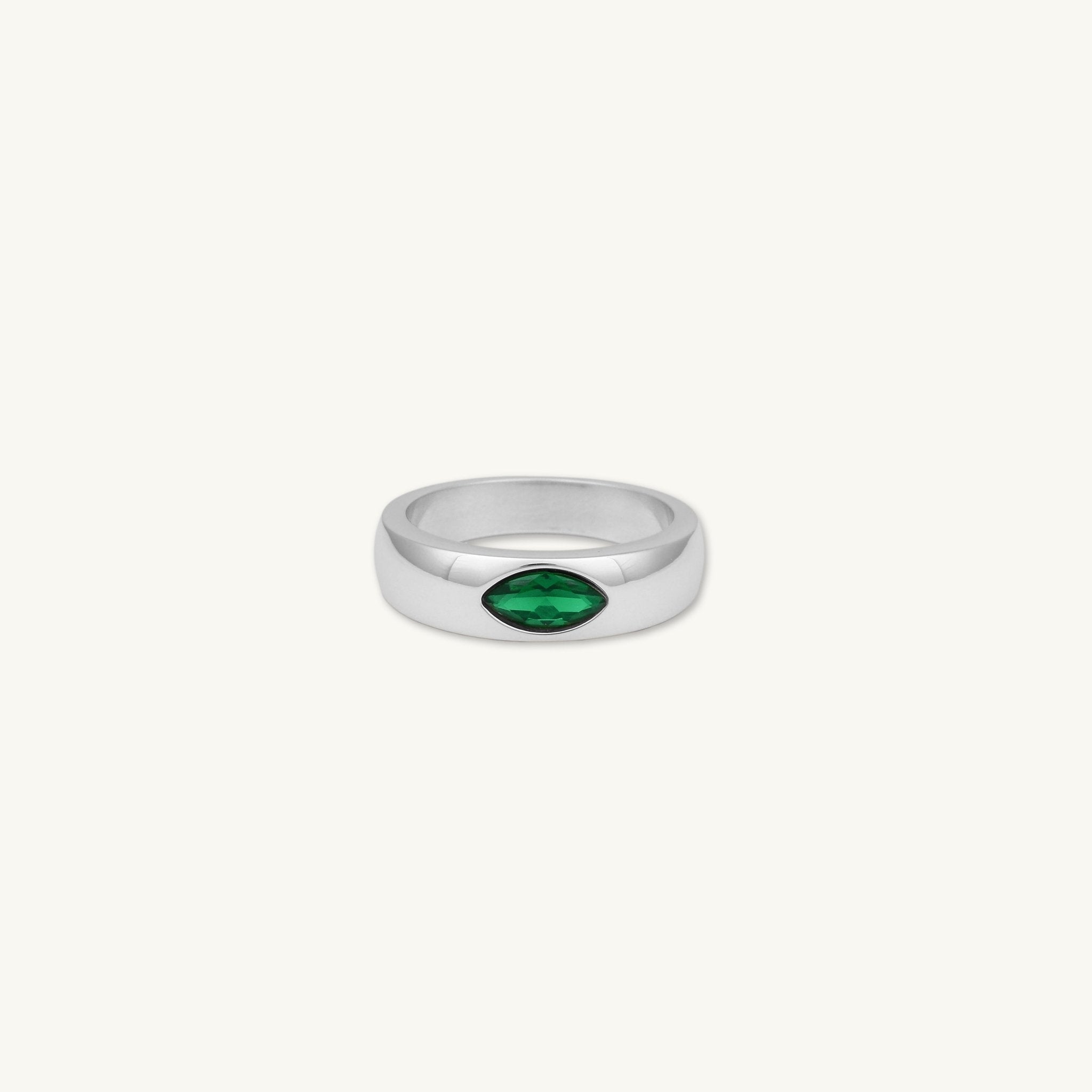 Marquise Emerald Eye Statement Ring - Camile & Stone