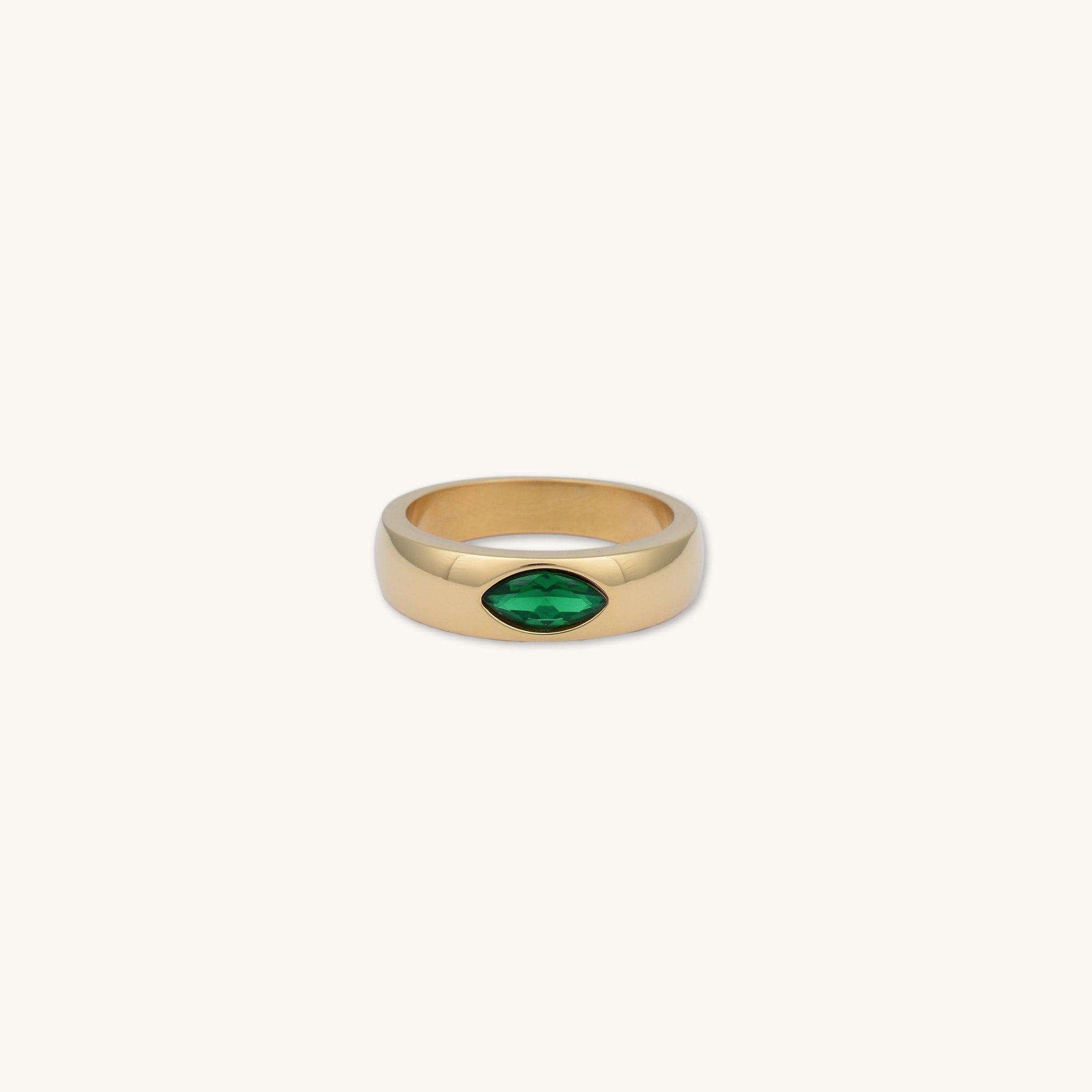 Marquise Emerald Eye Statement Ring - Camile & Stone