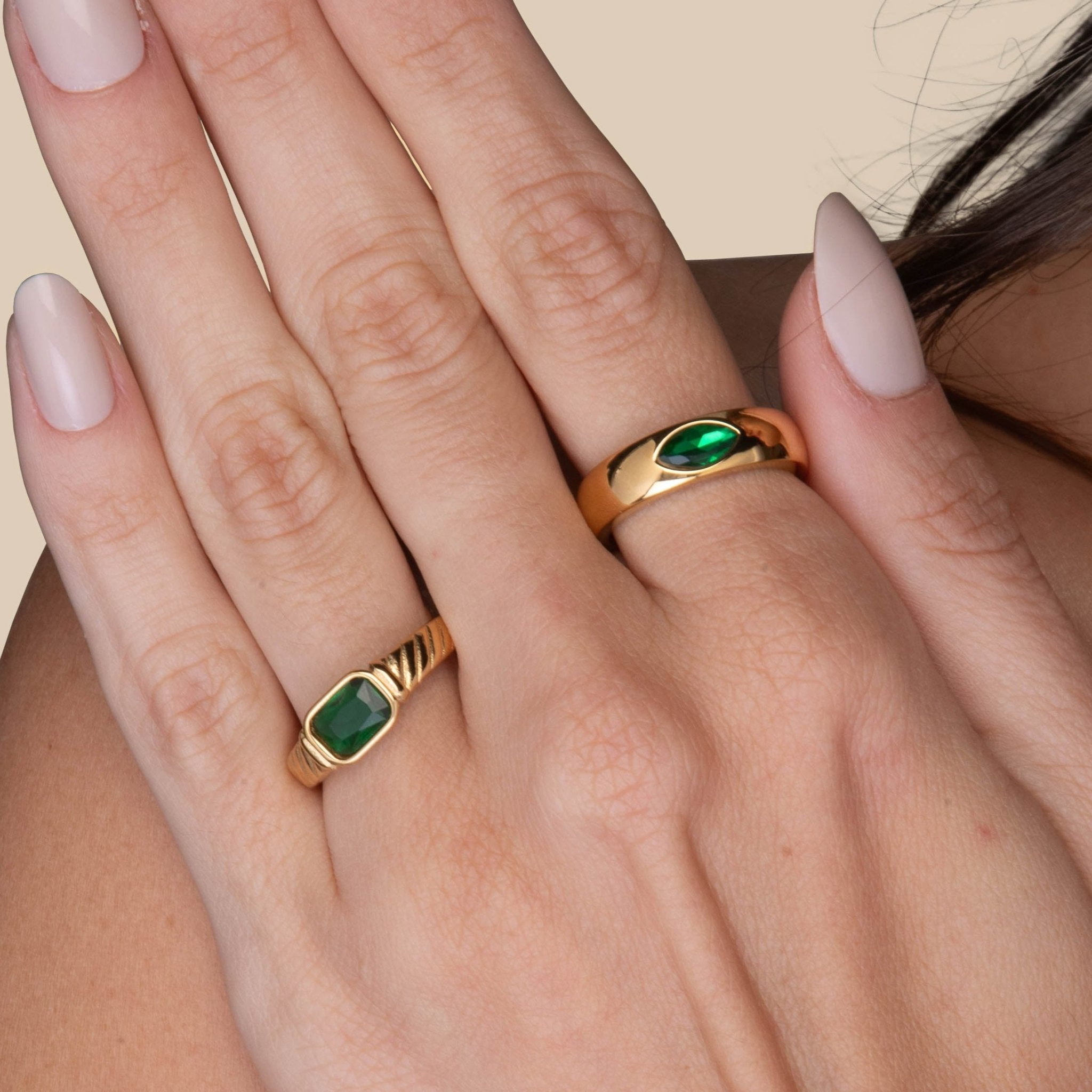 Marquise Emerald Eye Statement Ring - Camile & Stone