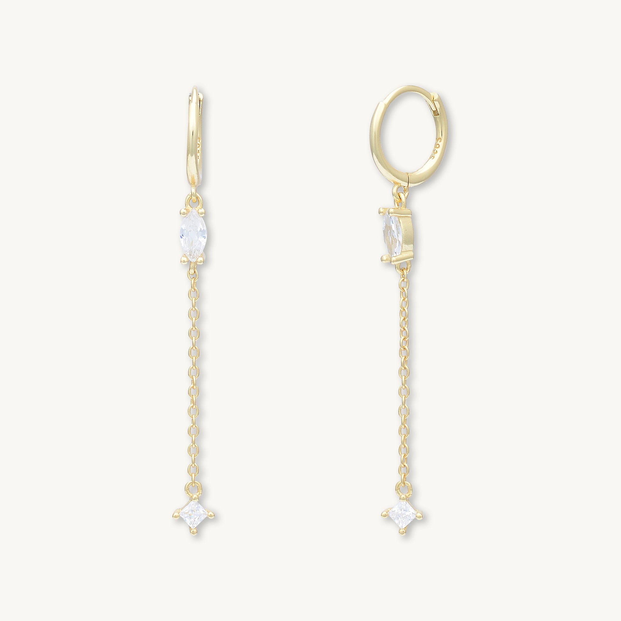 Marquise Sapphire Drop Huggie Earrings - Camile & Stone