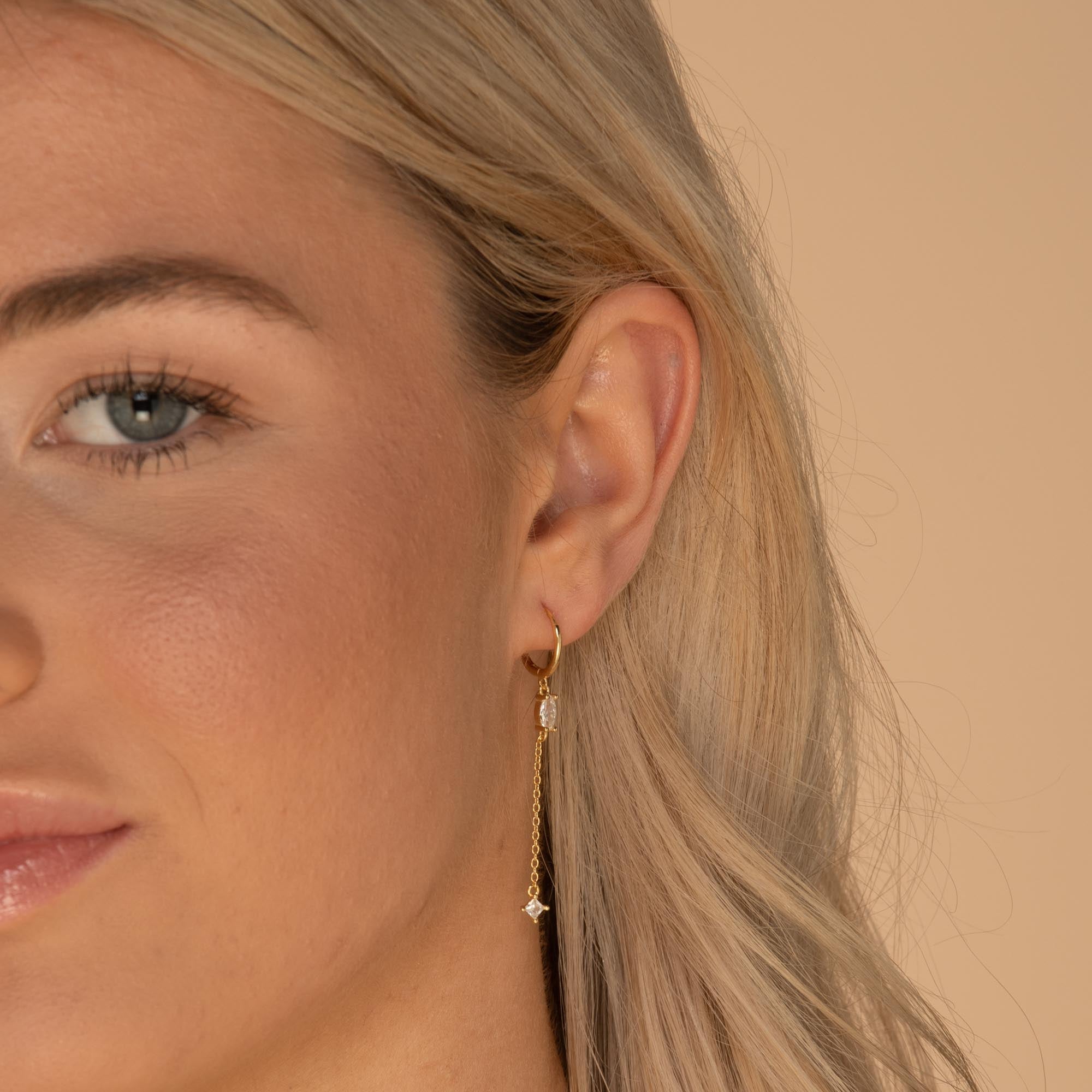 Marquise Sapphire Drop Huggie Earrings - Camile & Stone