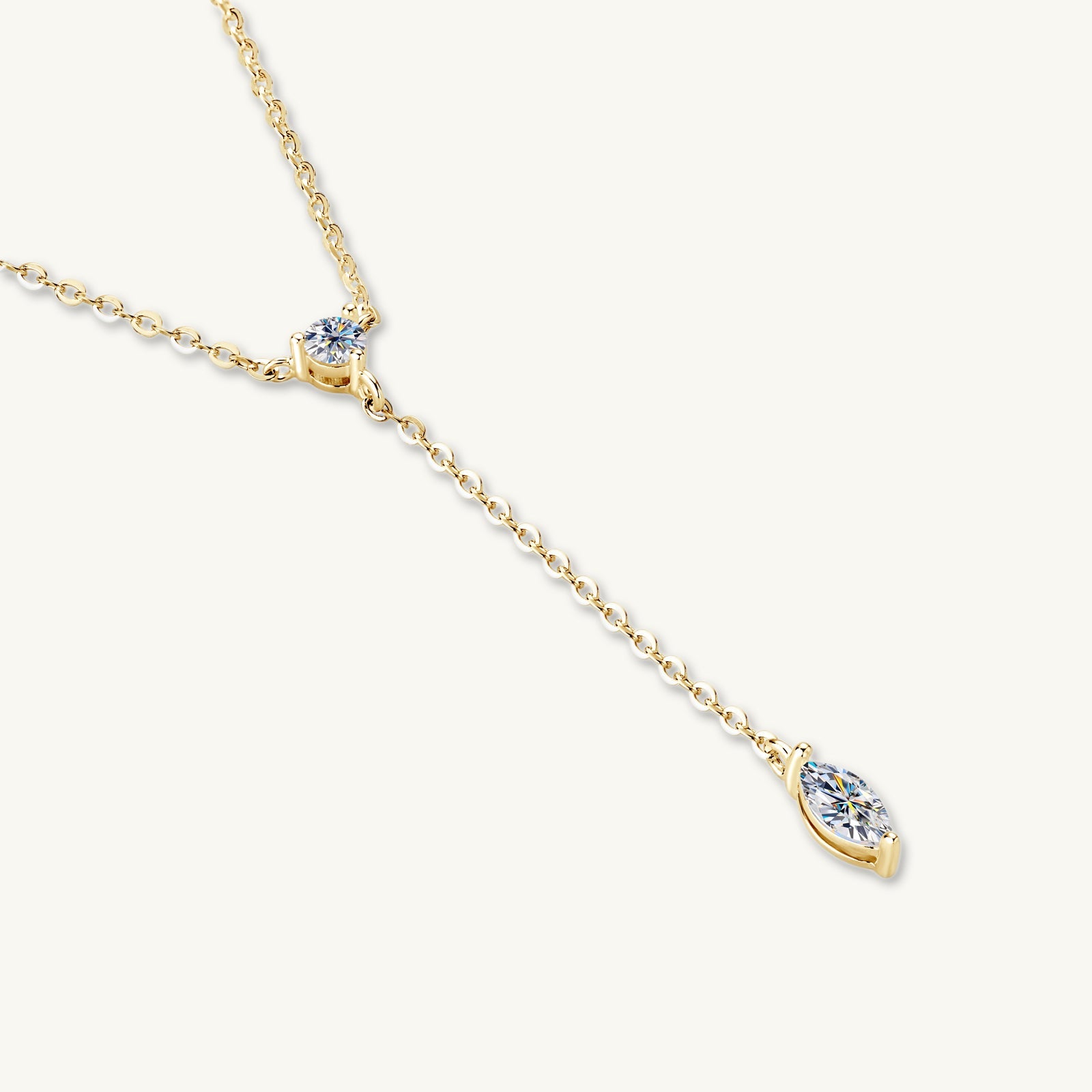 Marquise Y Drop Moissanite Long Necklace - Camile & Stone