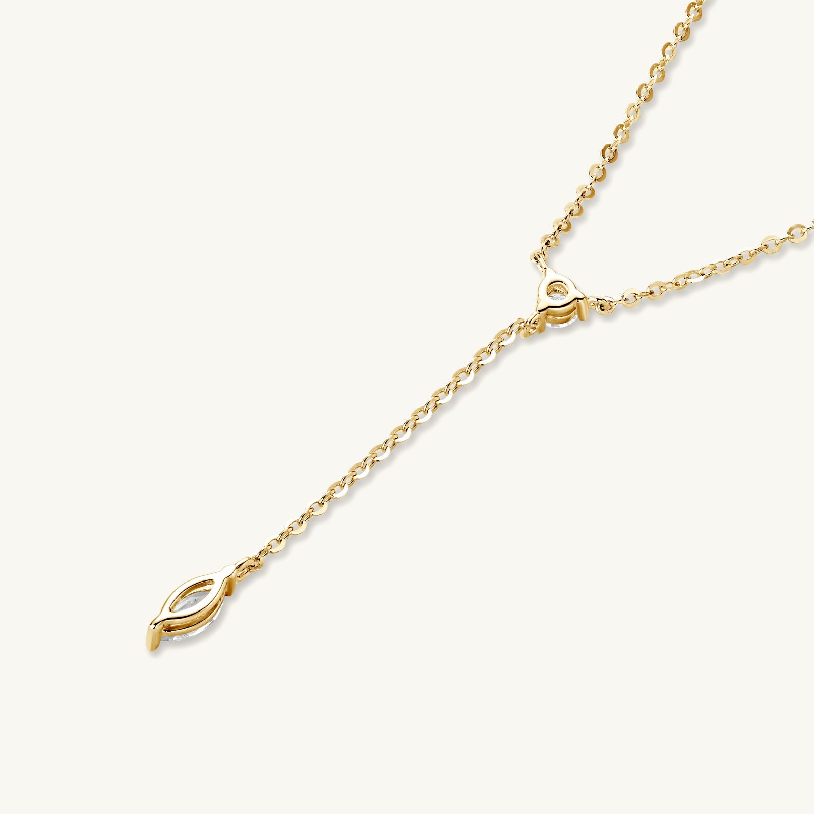 Marquise Y Drop Moissanite Long Necklace - Camile & Stone