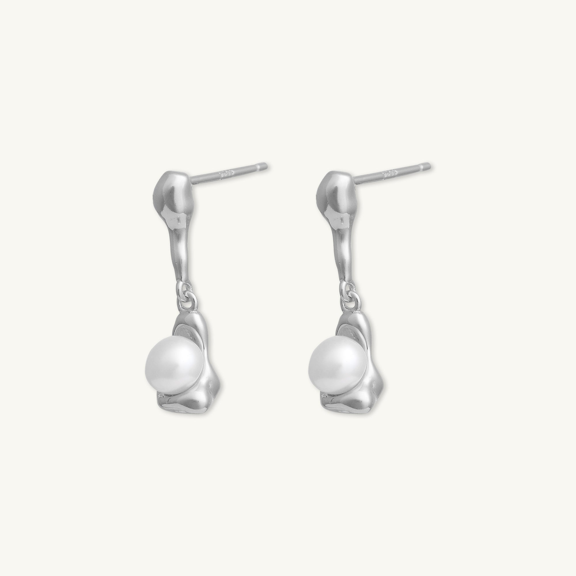 Molten Pearl Dangle Stud Earrings - Camile & Stone