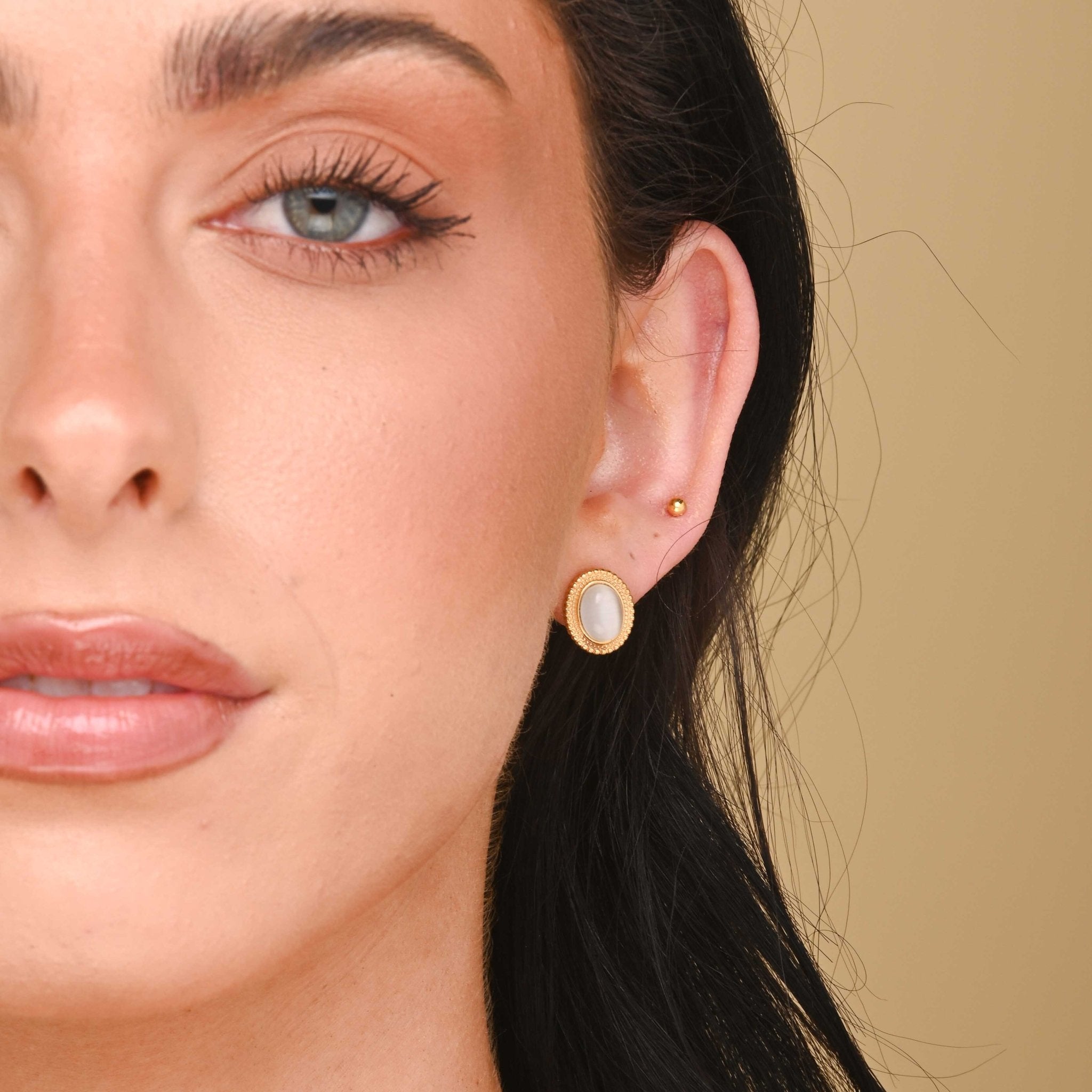 Moonstone Vintage Oval Earrings - Camile & Stone