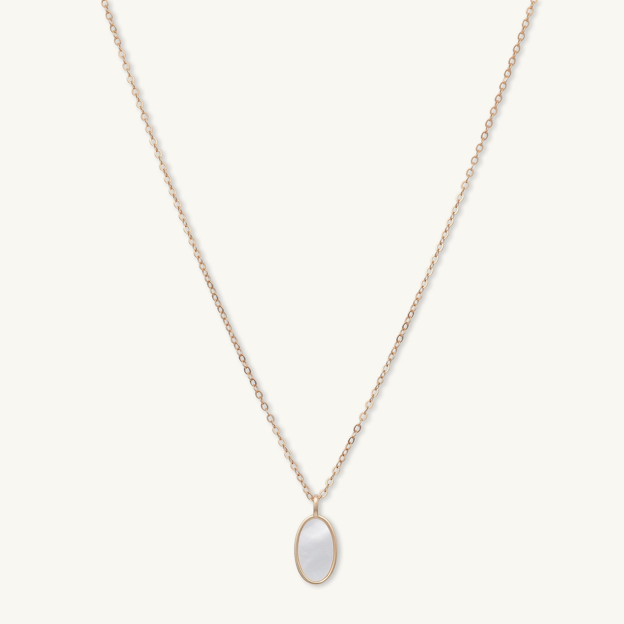 Mother Of Pearl Oval Medallion Necklace - Camile & Stone
