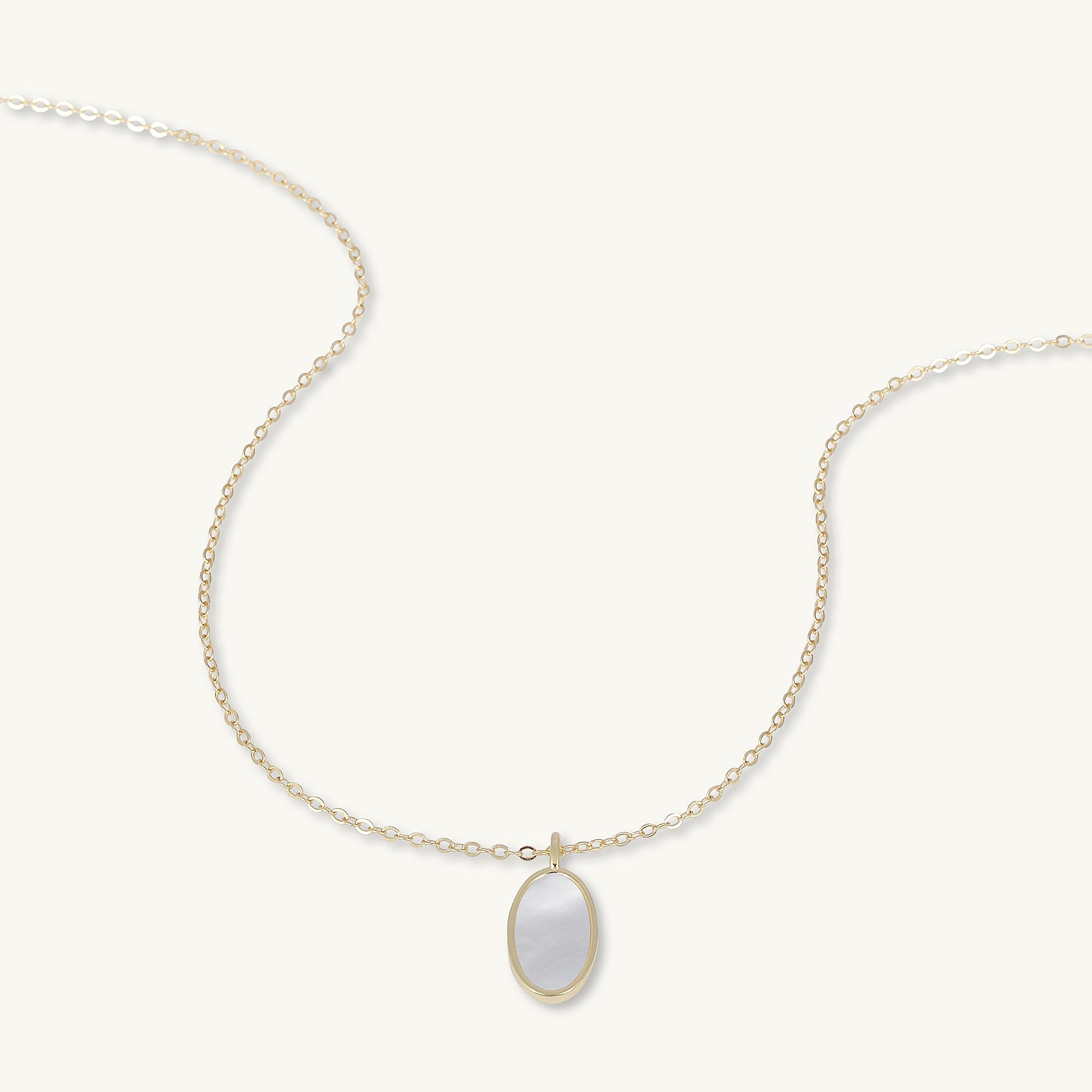 Mother Of Pearl Oval Medallion Necklace - Camile & Stone