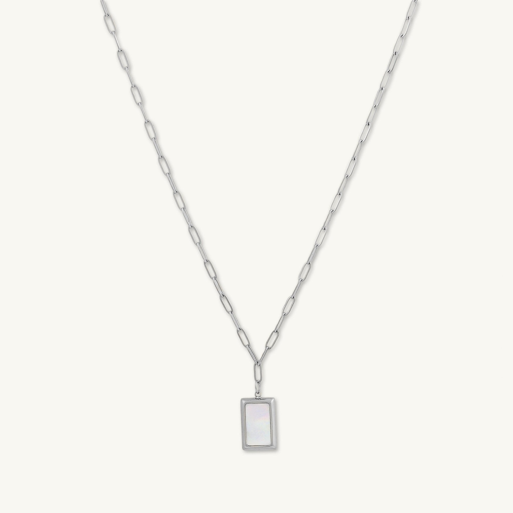 Mother Of Pearl Rectangular Link Necklace - Camile & Stone