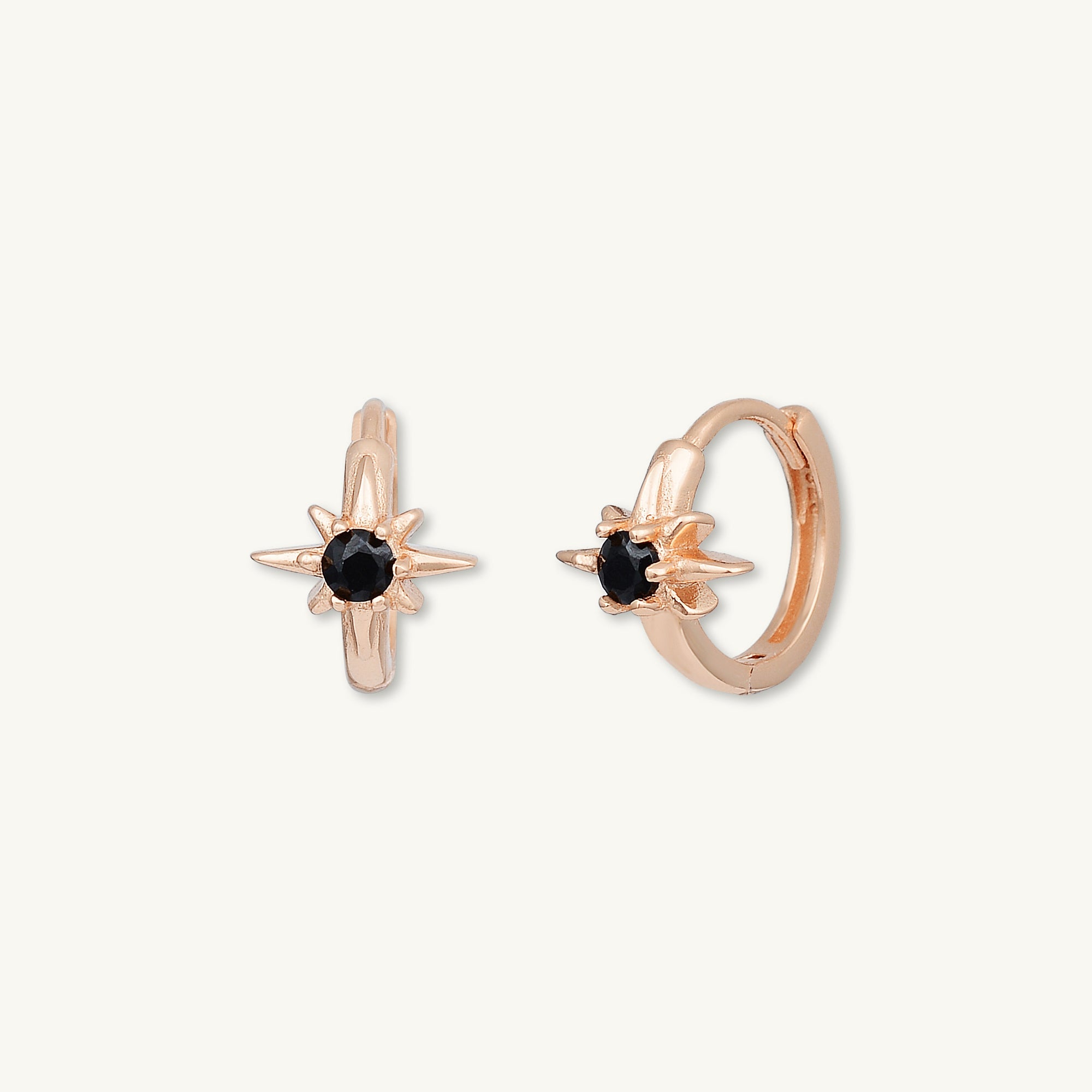 North Star Black Huggie Earrings - Camile & Stone
