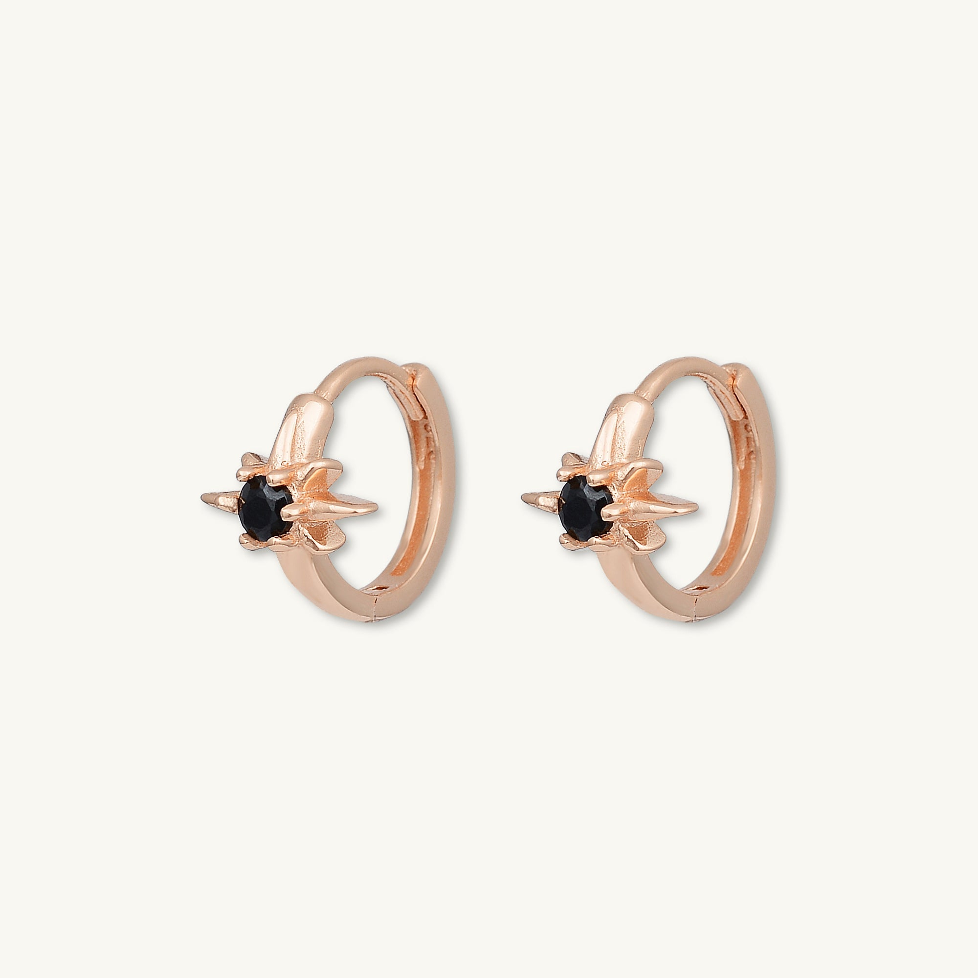 North Star Black Huggie Earrings - Camile & Stone