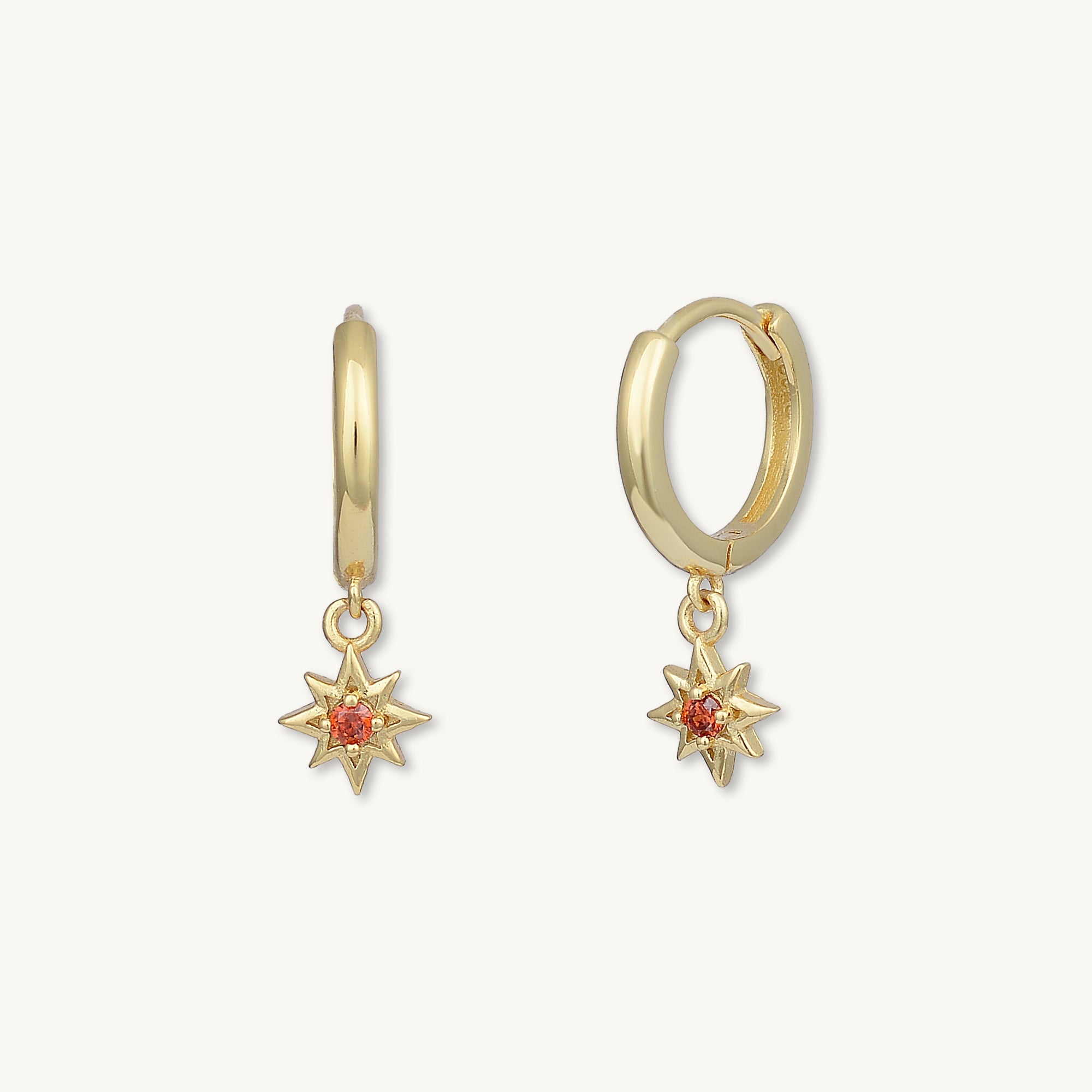 North Star Garnet Huggie Earrings - Camile & Stone