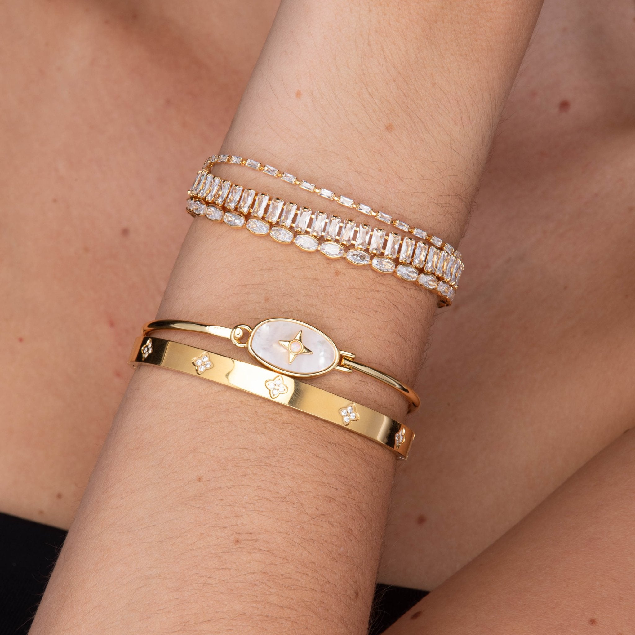 North Star Oval MOP Bangle Bracelet - Camile & Stone