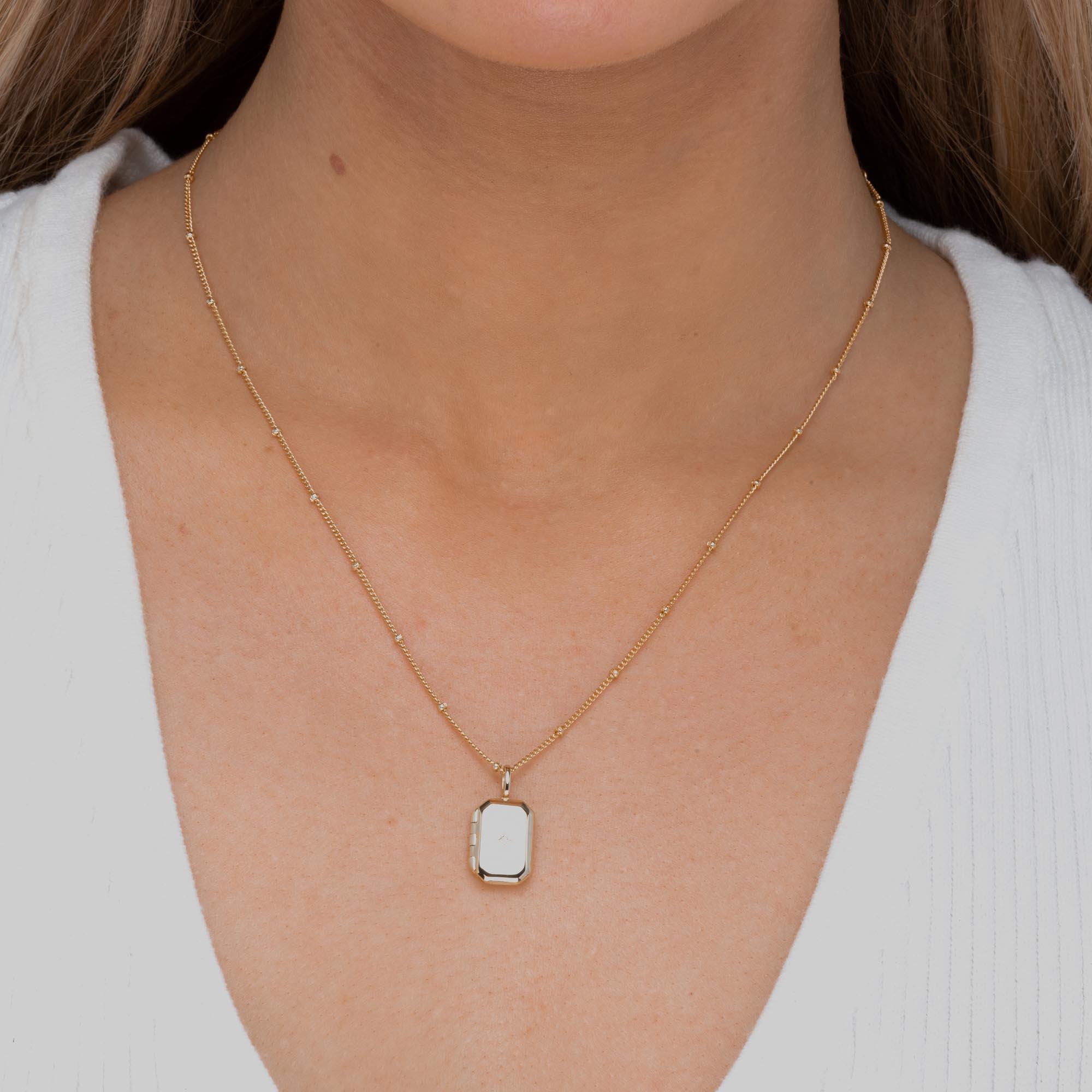 North Star Rectangular Photo Locket Necklace - Camile & Stone