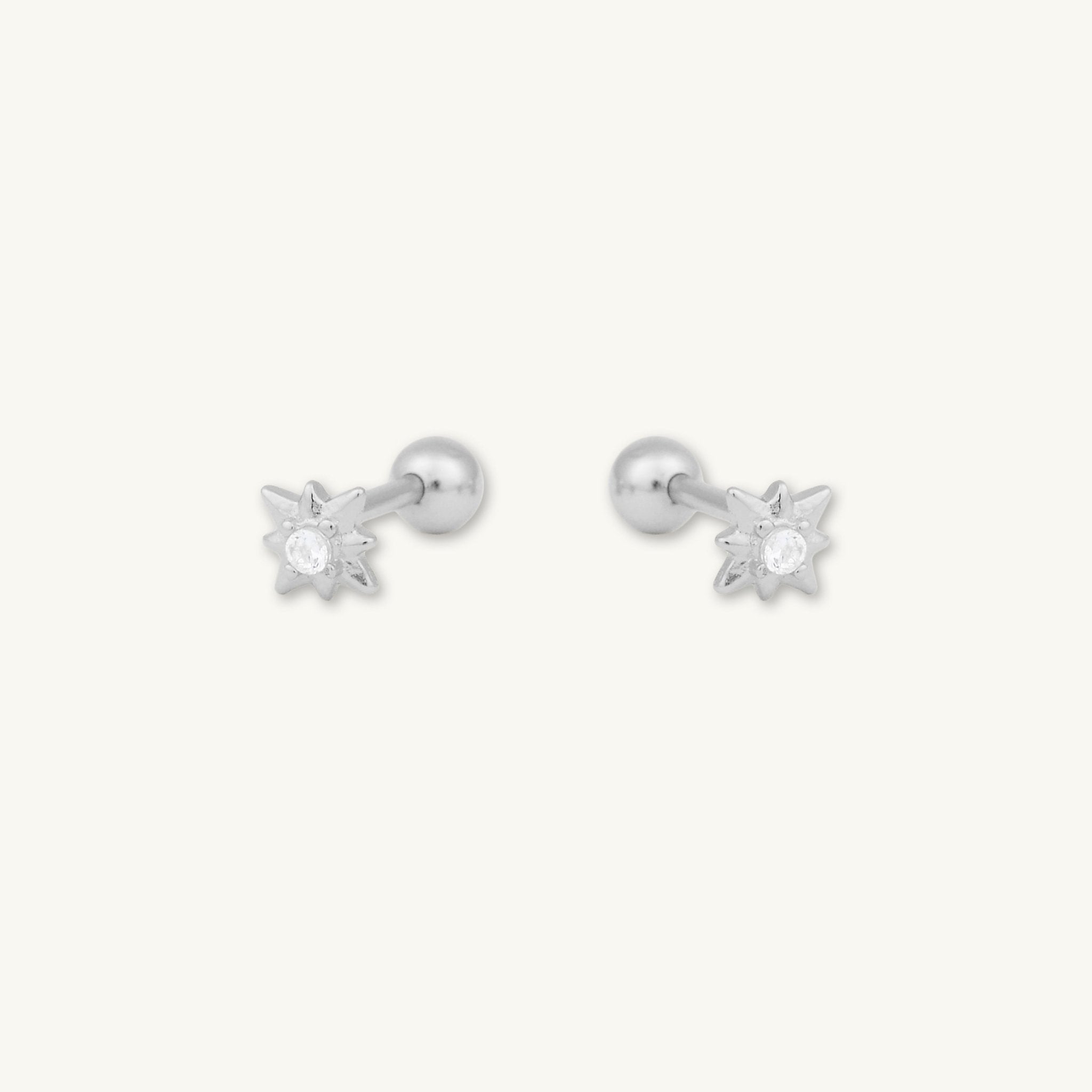North Star Sapphire Barbell Stud Cartilage Earrings - Camile & Stone