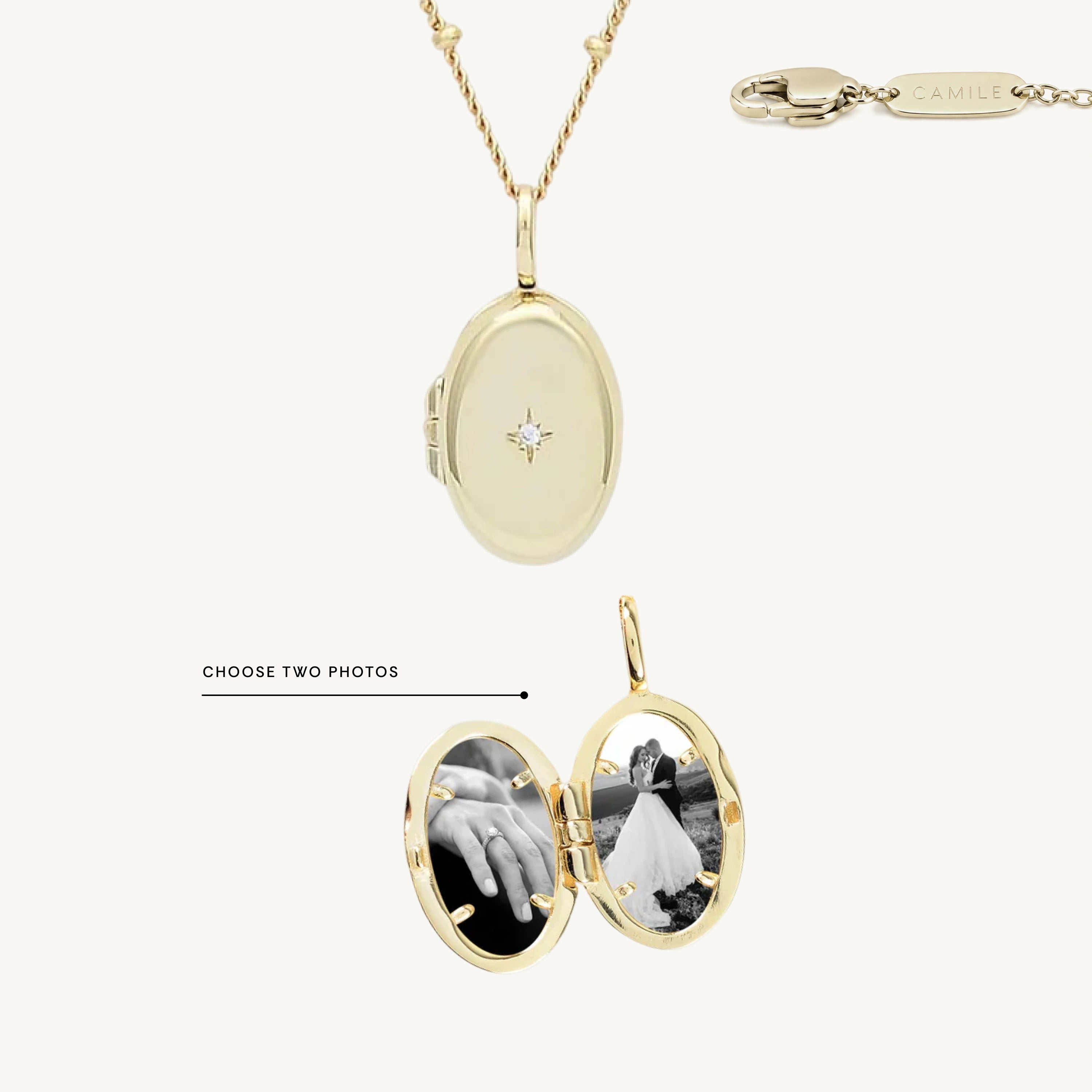 Oval North Star Photo Locket Necklace
