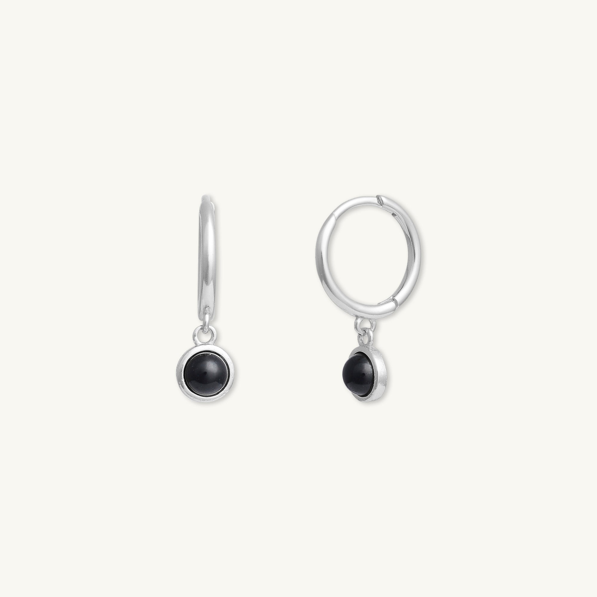 Onyx Circle Dangle Huggie Earrings - Camile & Stone