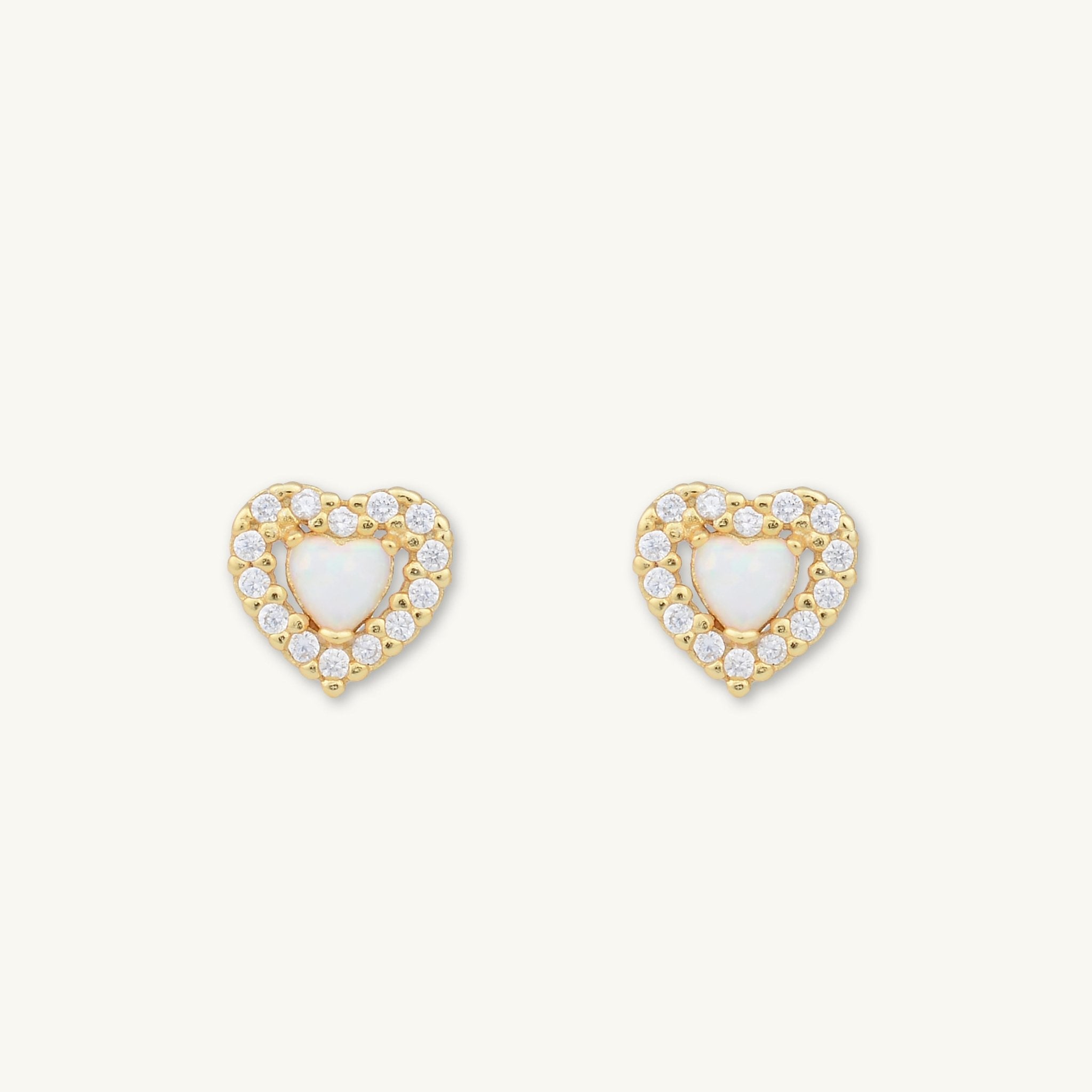 Opal Heart Sapphire Stud Earrings - Camile & Stone