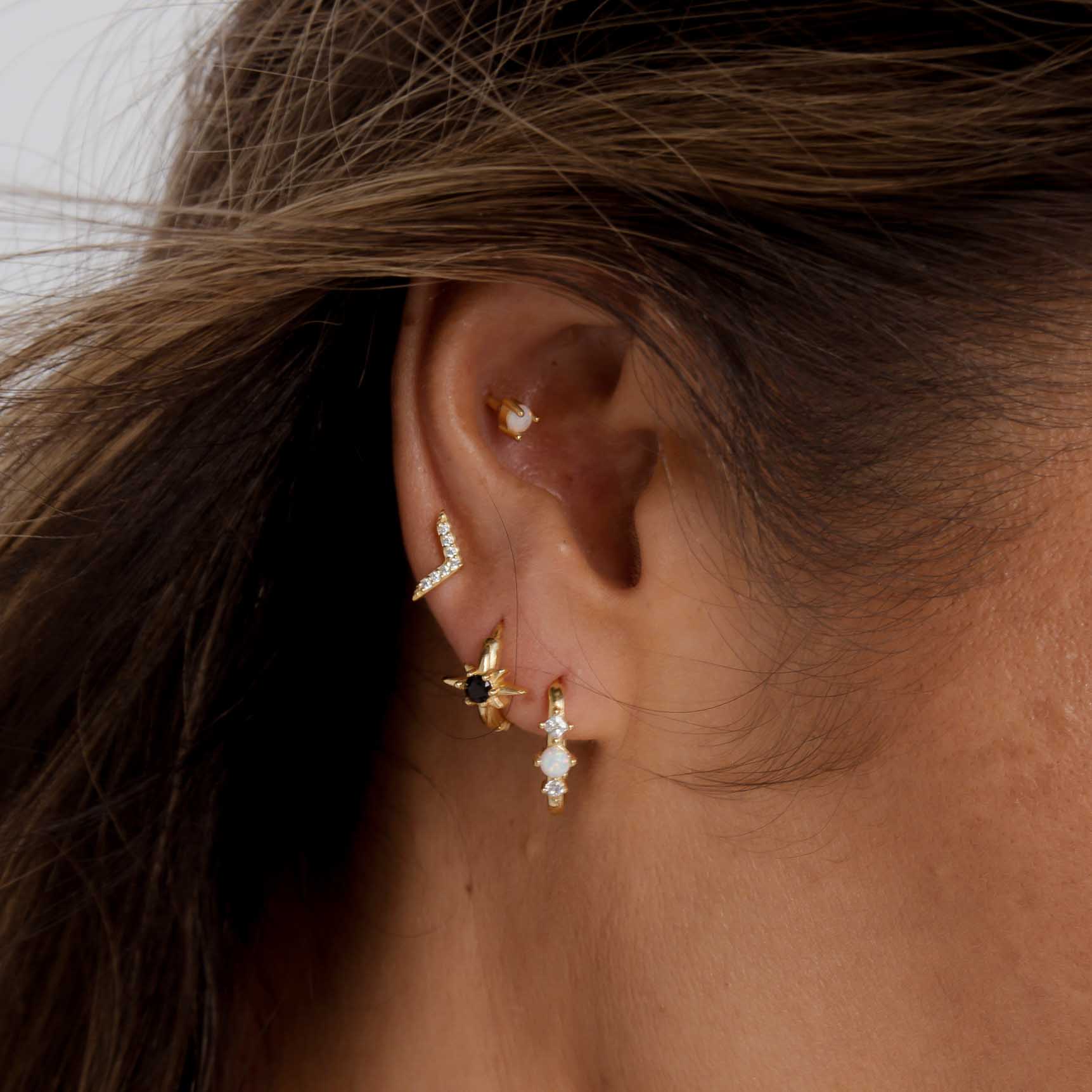 Opal Sapphire Huggie Earrings - Camile & Stone