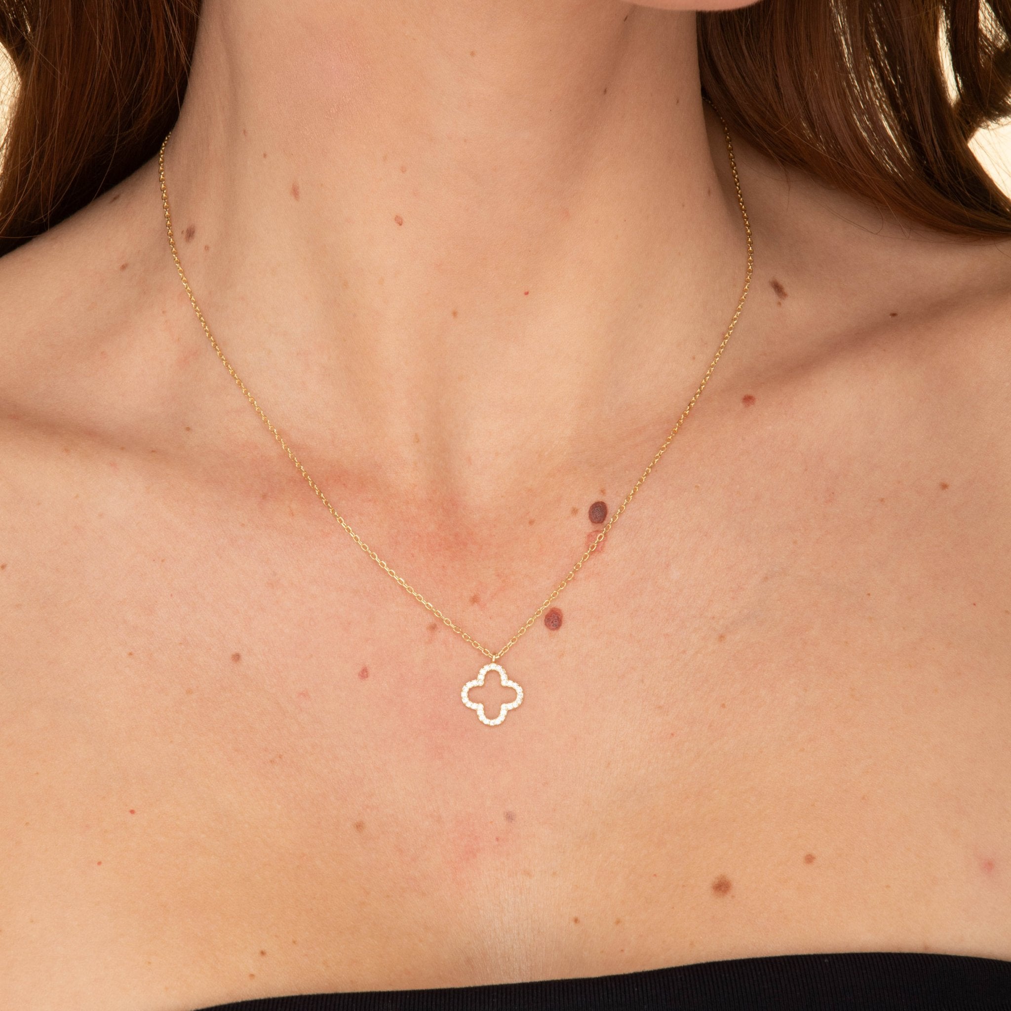 Open Clover Sapphire Chain Necklace - Camile & Stone