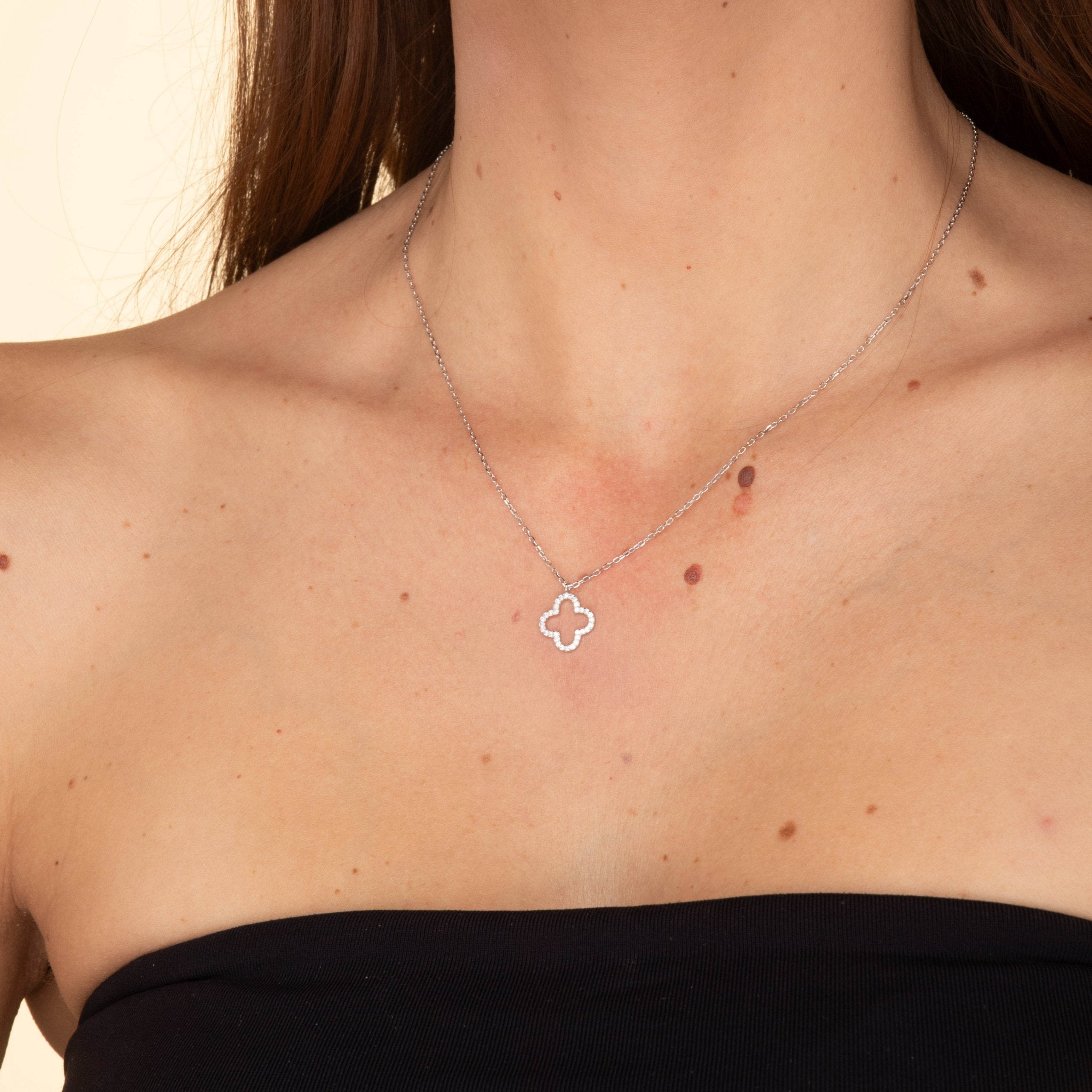 Open Clover Sapphire Chain Necklace - Camile & Stone