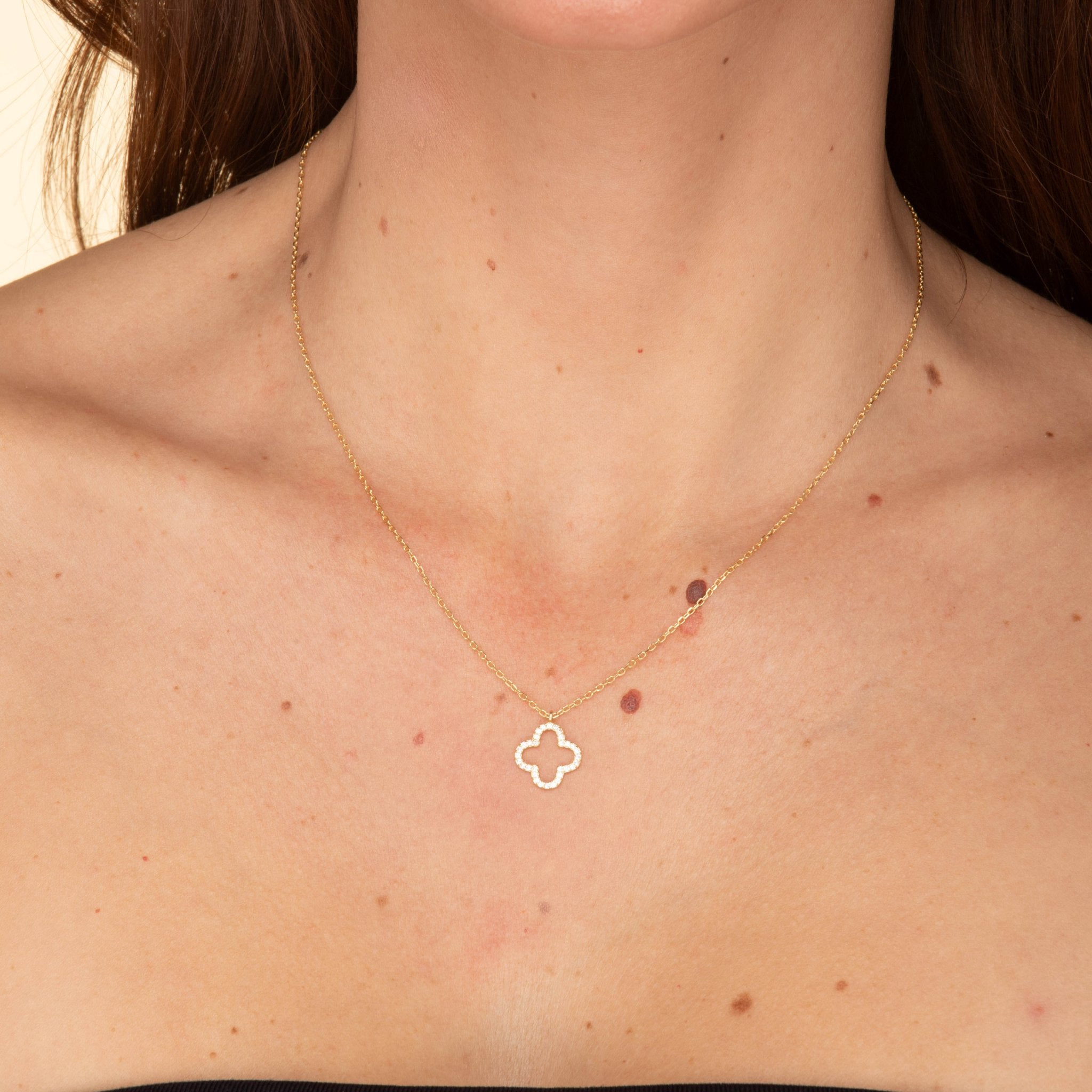 Open Clover Sapphire Chain Necklace - Camile & Stone