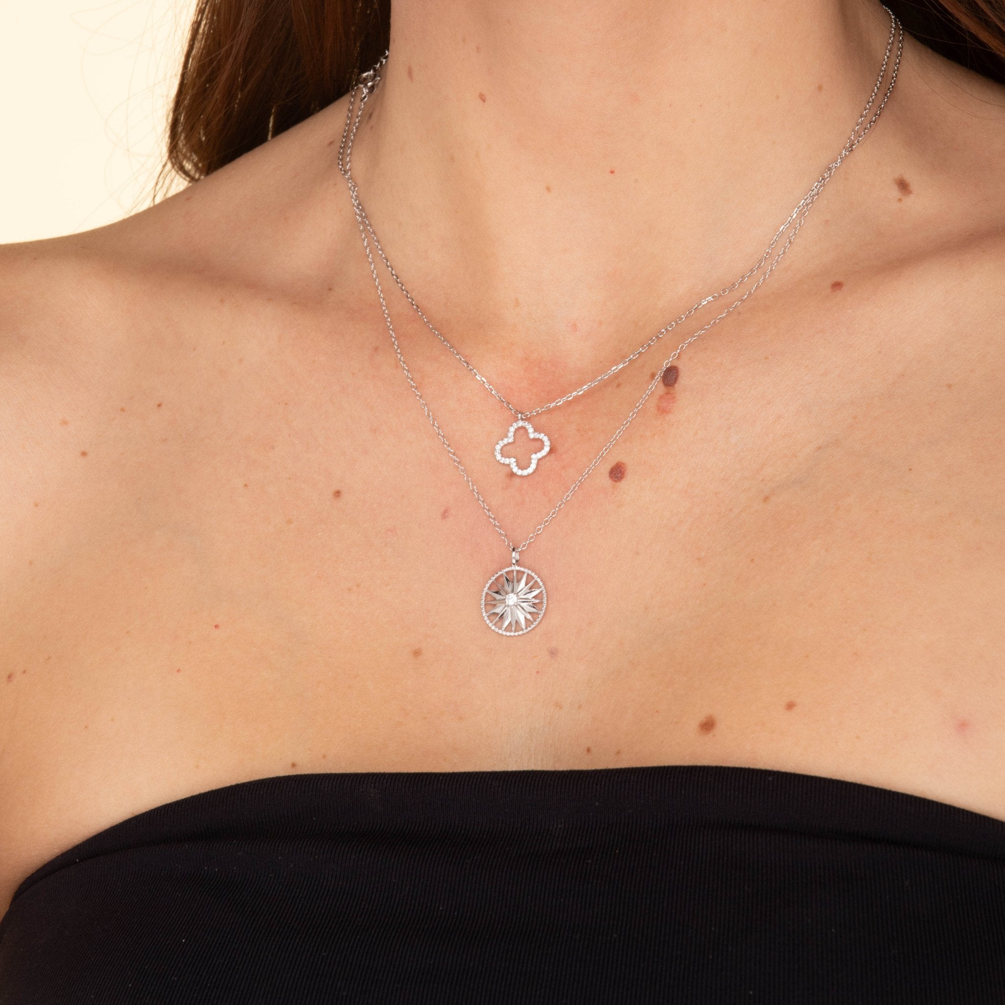 Open Clover Sapphire Chain Necklace - Camile & Stone