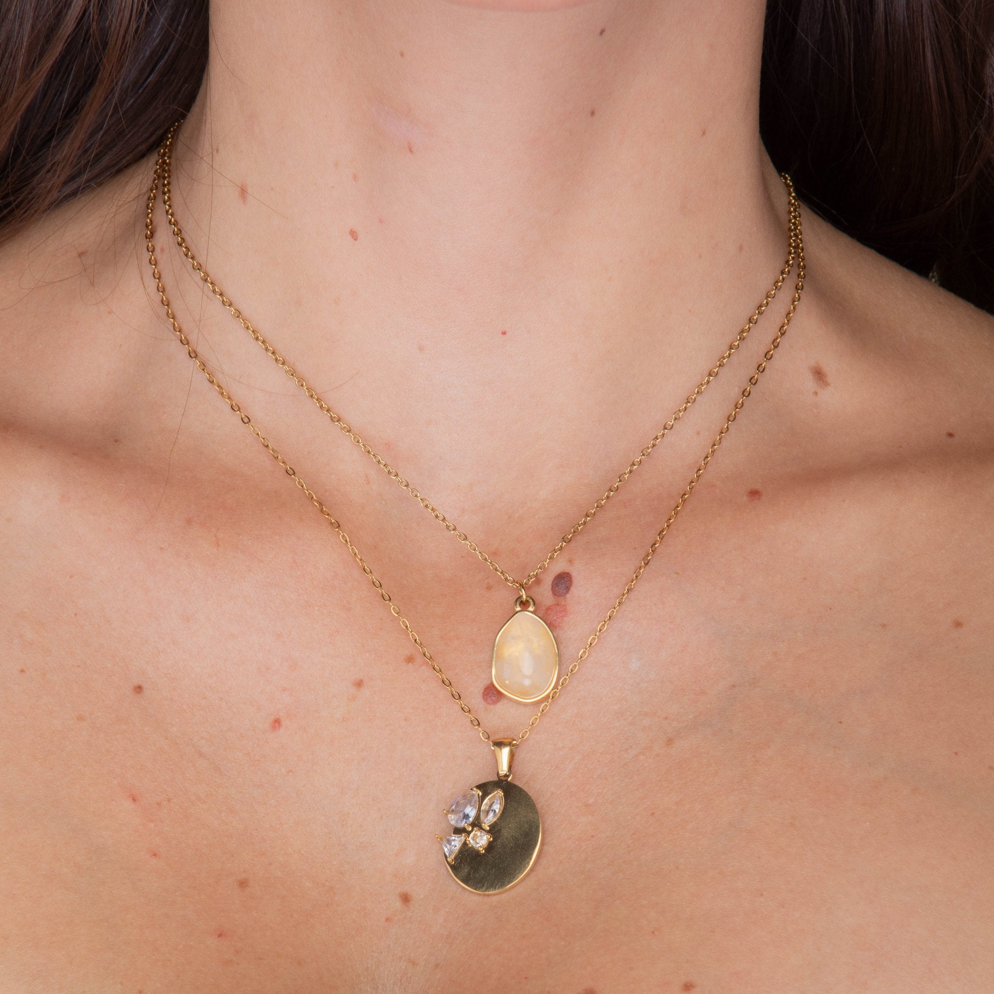 Oval Sapphire Cluster Pendant Necklace - Camile & Stone