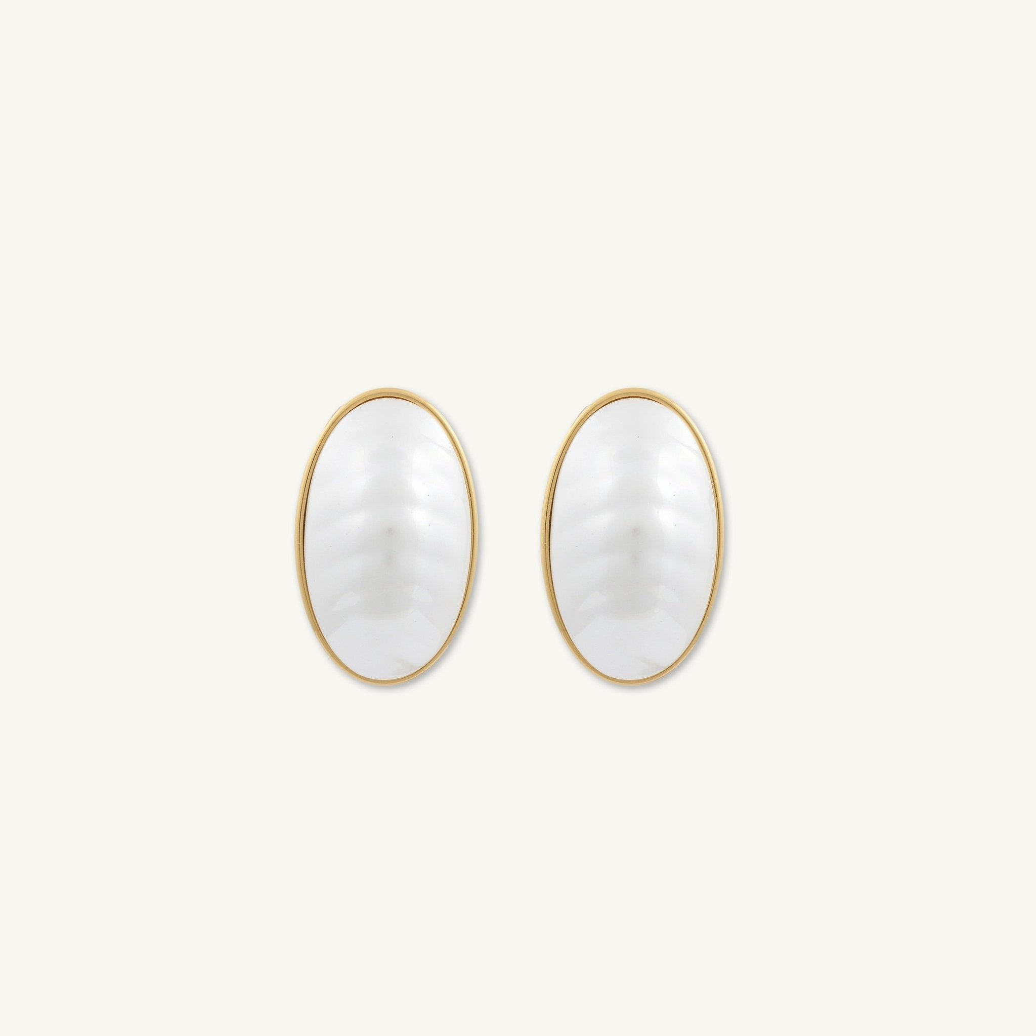 Pearl Oval Statement Earrings - Camile & Stone
