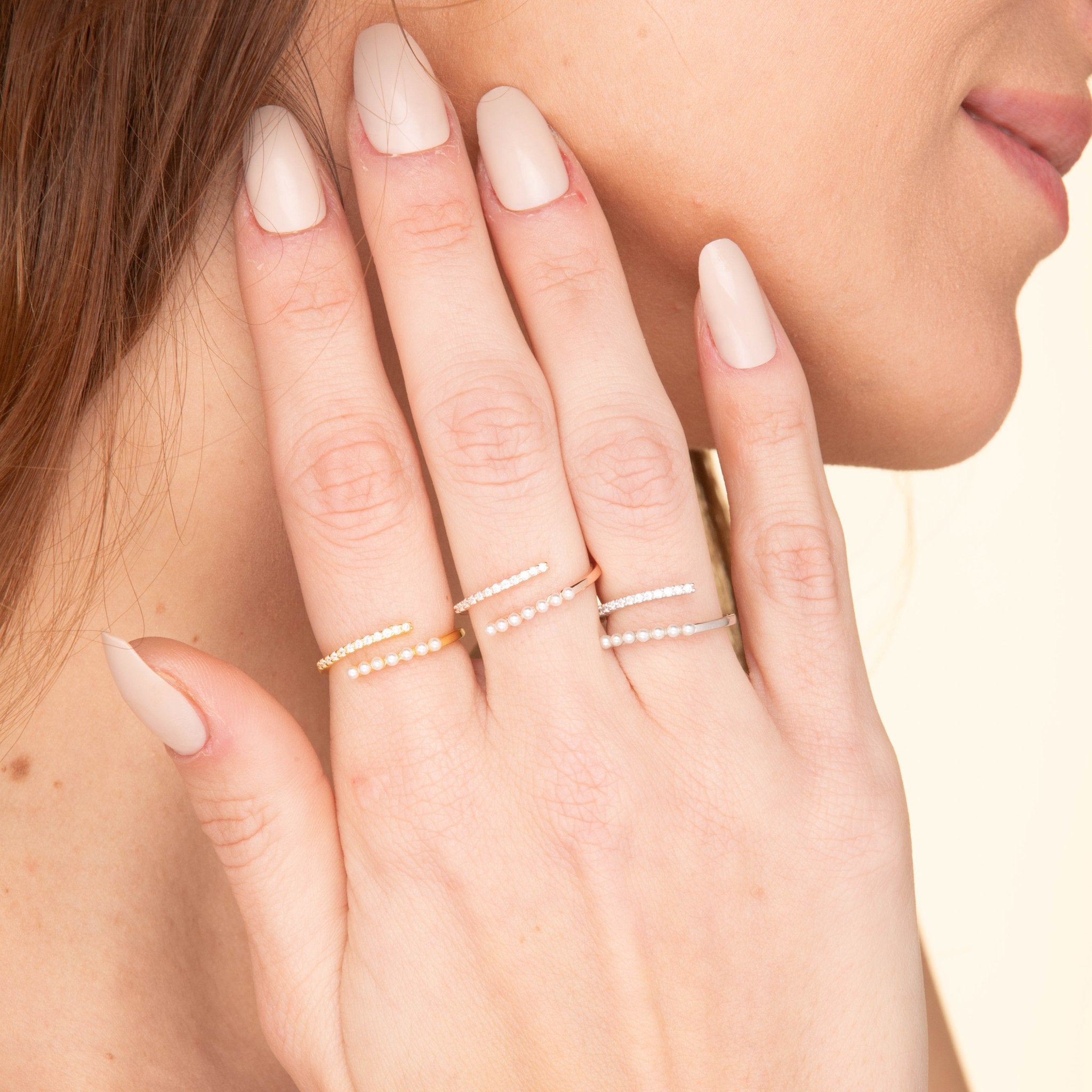 Pearl Sapphire Open Ring - Camile & Stone