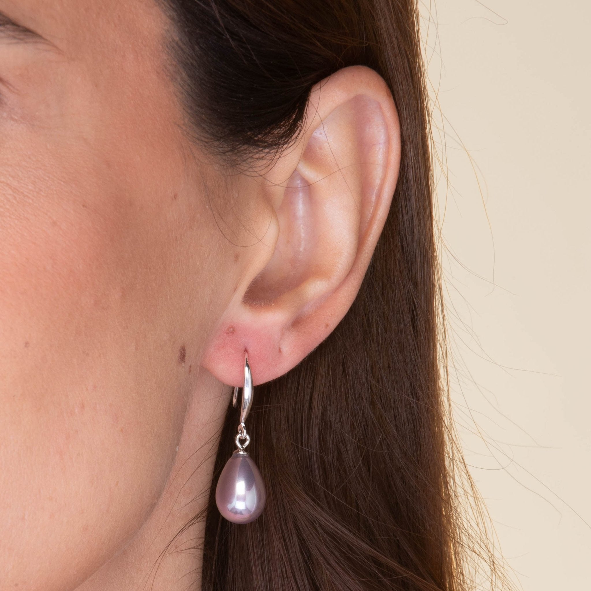 Purple Teardrop Pearl Drop Earrings - Camile & Stone