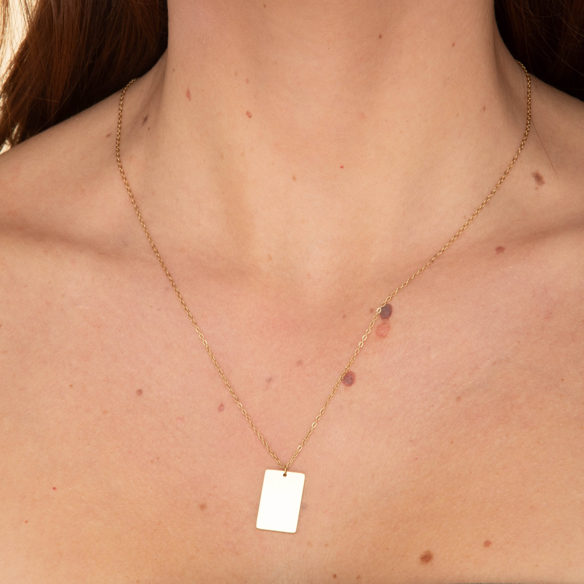 Rectangle Engraved Personalised Necklace - Camile & Stone