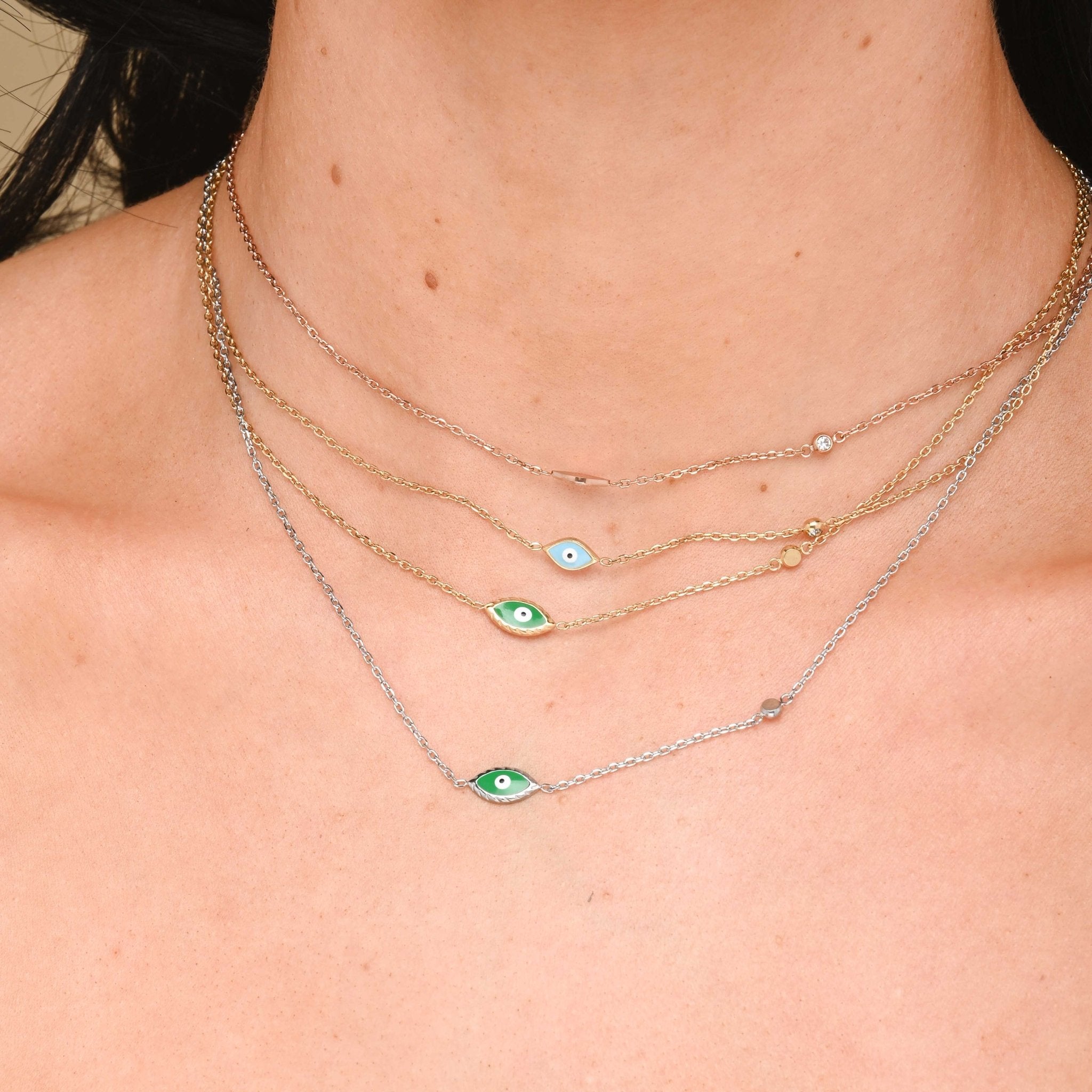 Ria Evil Eye Emerald Solitaire Necklace - Camile & Stone