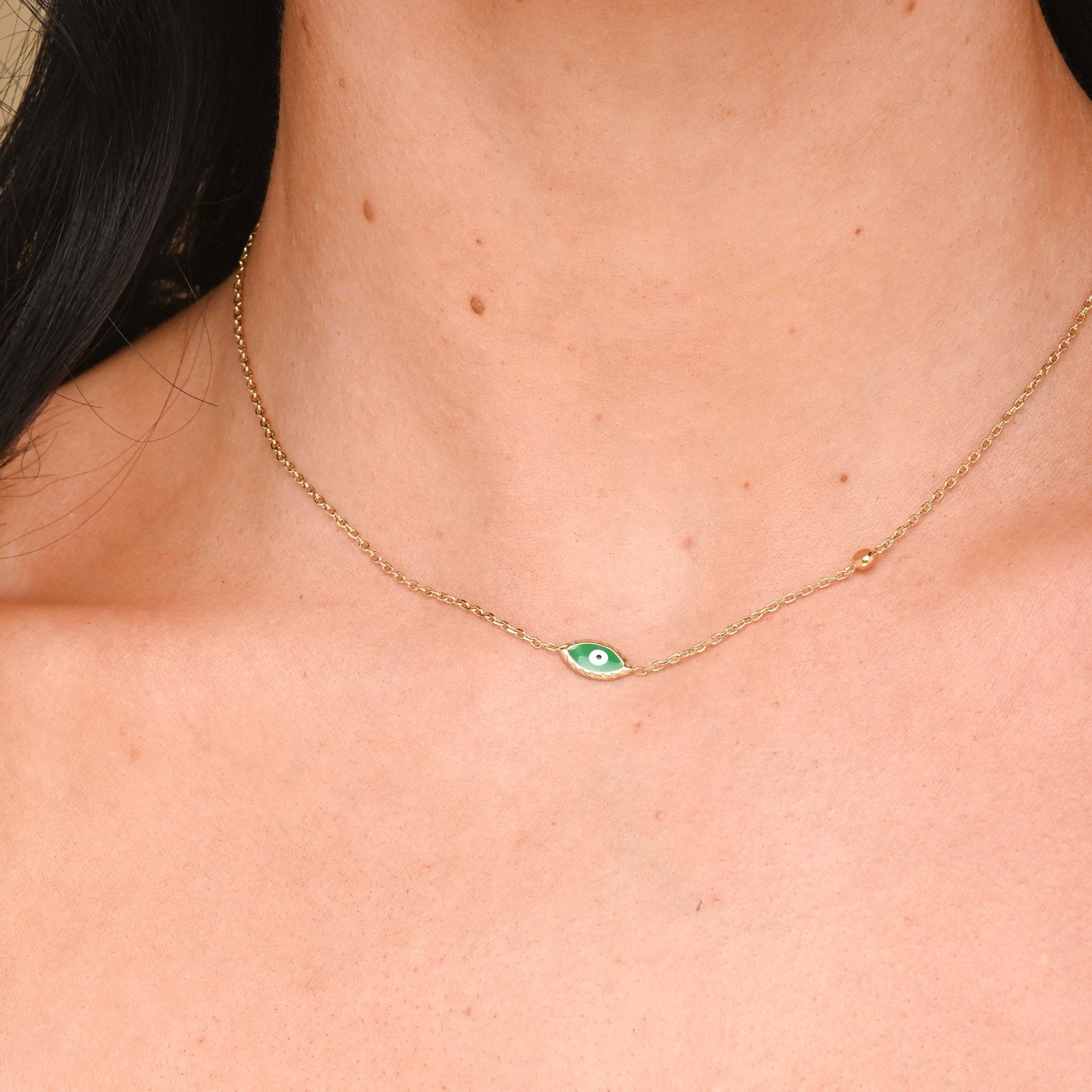 Ria Evil Eye Emerald Solitaire Necklace - Camile & Stone