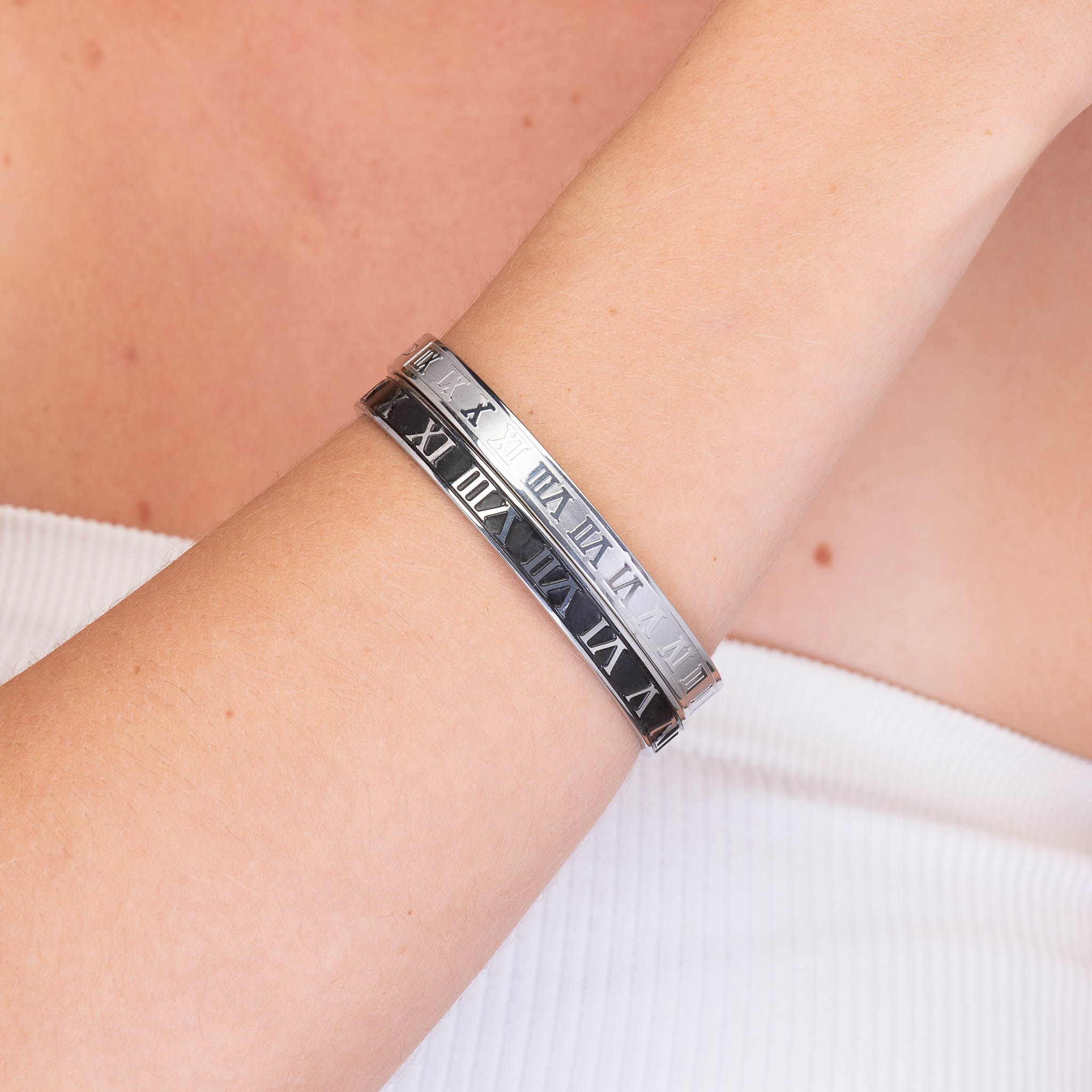 Roman Numerals Open Cuff Bangle - Camile & Stone